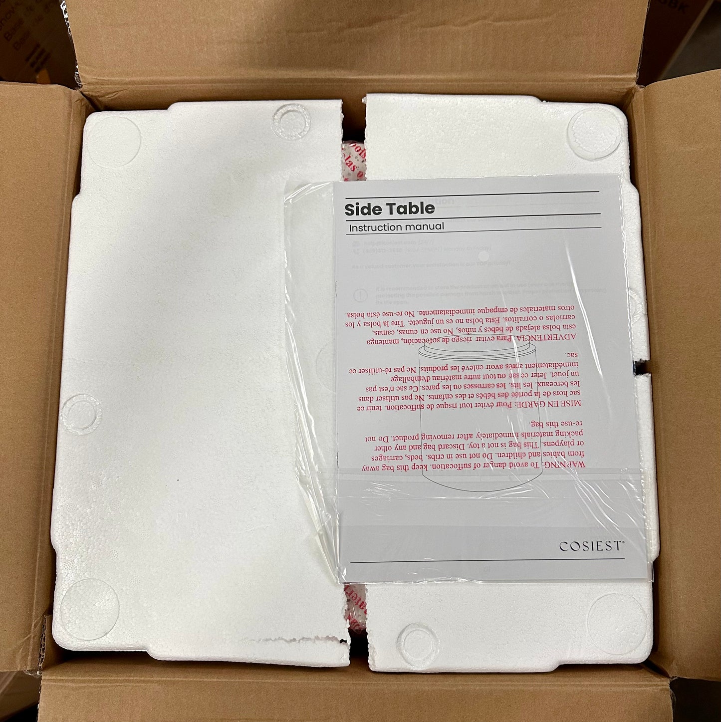 COSIEST Outdoor Side Table, Cylinder Shaped MgO Patio End Table, Lightweight Accent Table for Home, Garden, Deck, Spotted White (L1094)