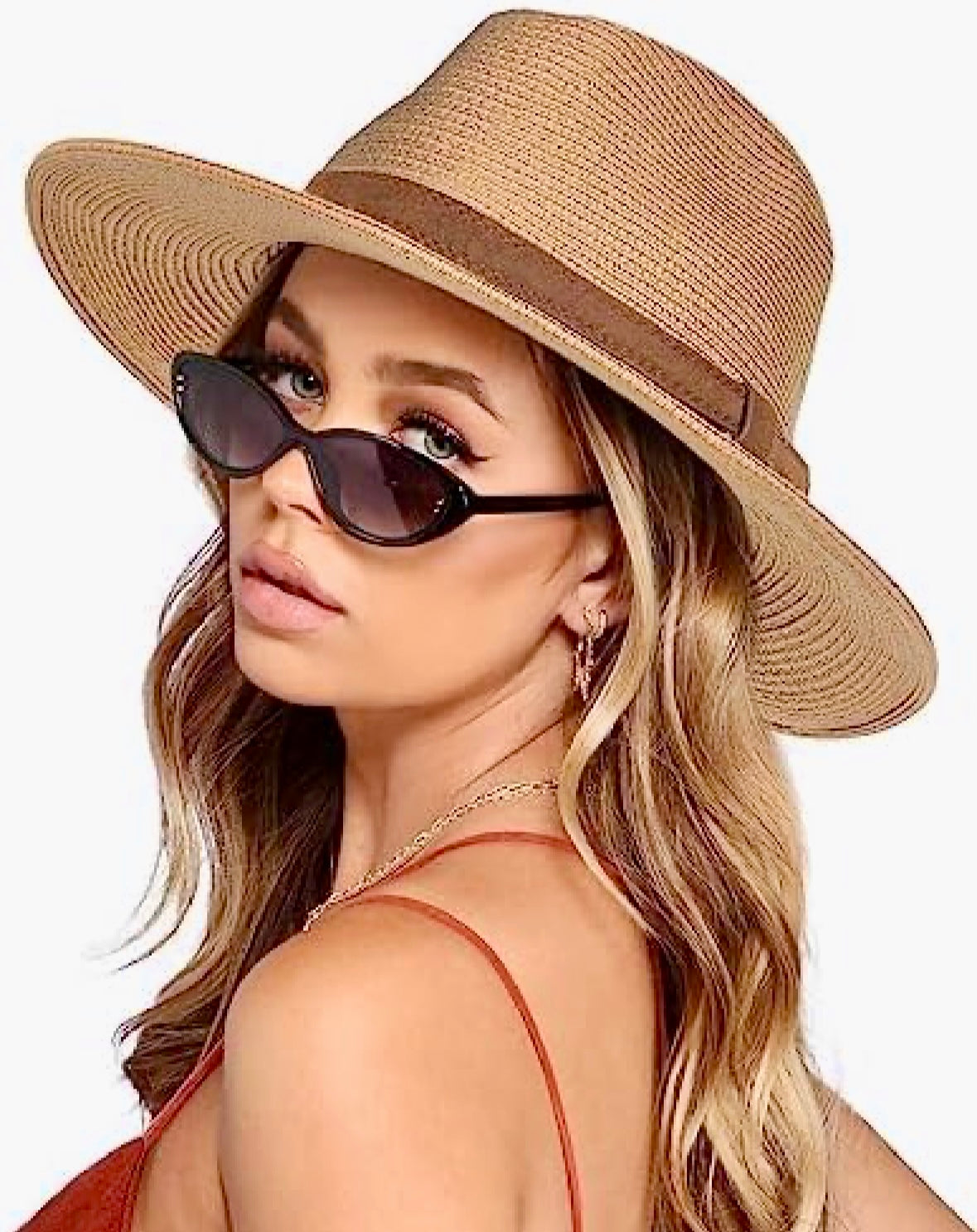 WOOH Summer Straw Hats for Women, Beach Hats for Women Foldable,Panama Wide Brim Hat for Garden,Premium Package UPF80+
