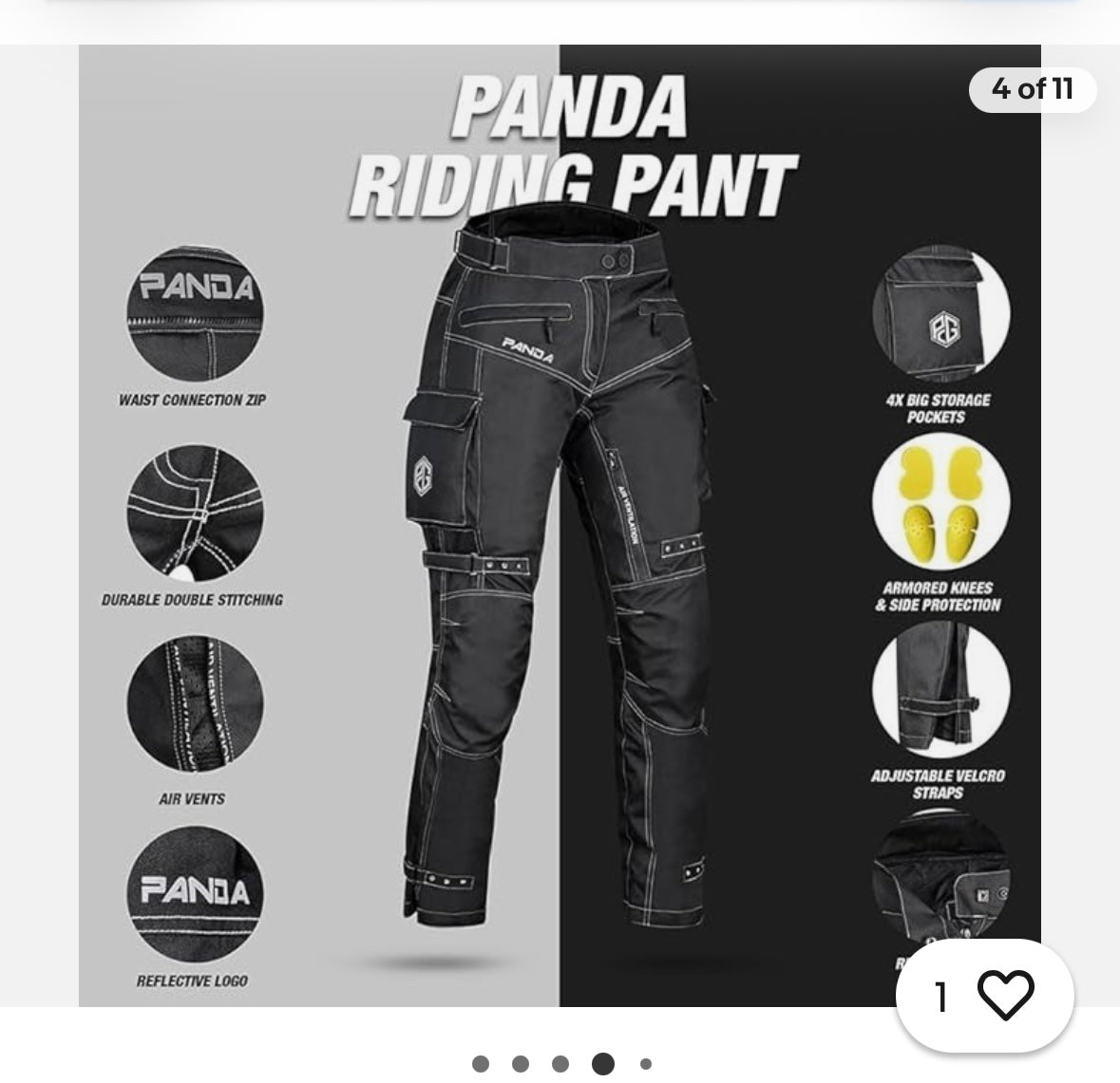 Panda Cycle Gear “Nitro” Women’s Motorcycle Pants  Model: PCG-1922, (Size Large)