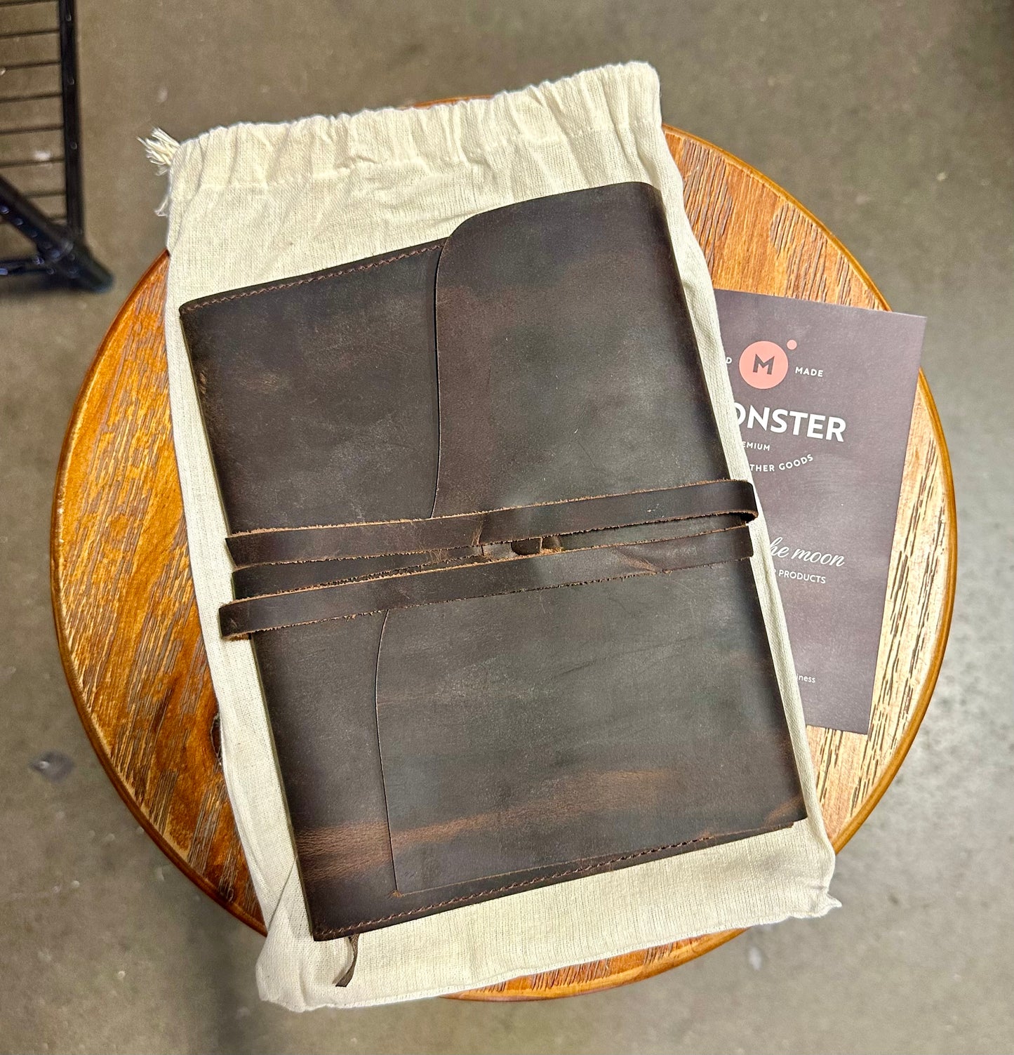 Moonster Leather Journal Refillable Notebook - Writing Journals for Women, Mens Cover with Pen, Bound Lined Paper A5 Travelers Diary, Travel by , Dark Brown