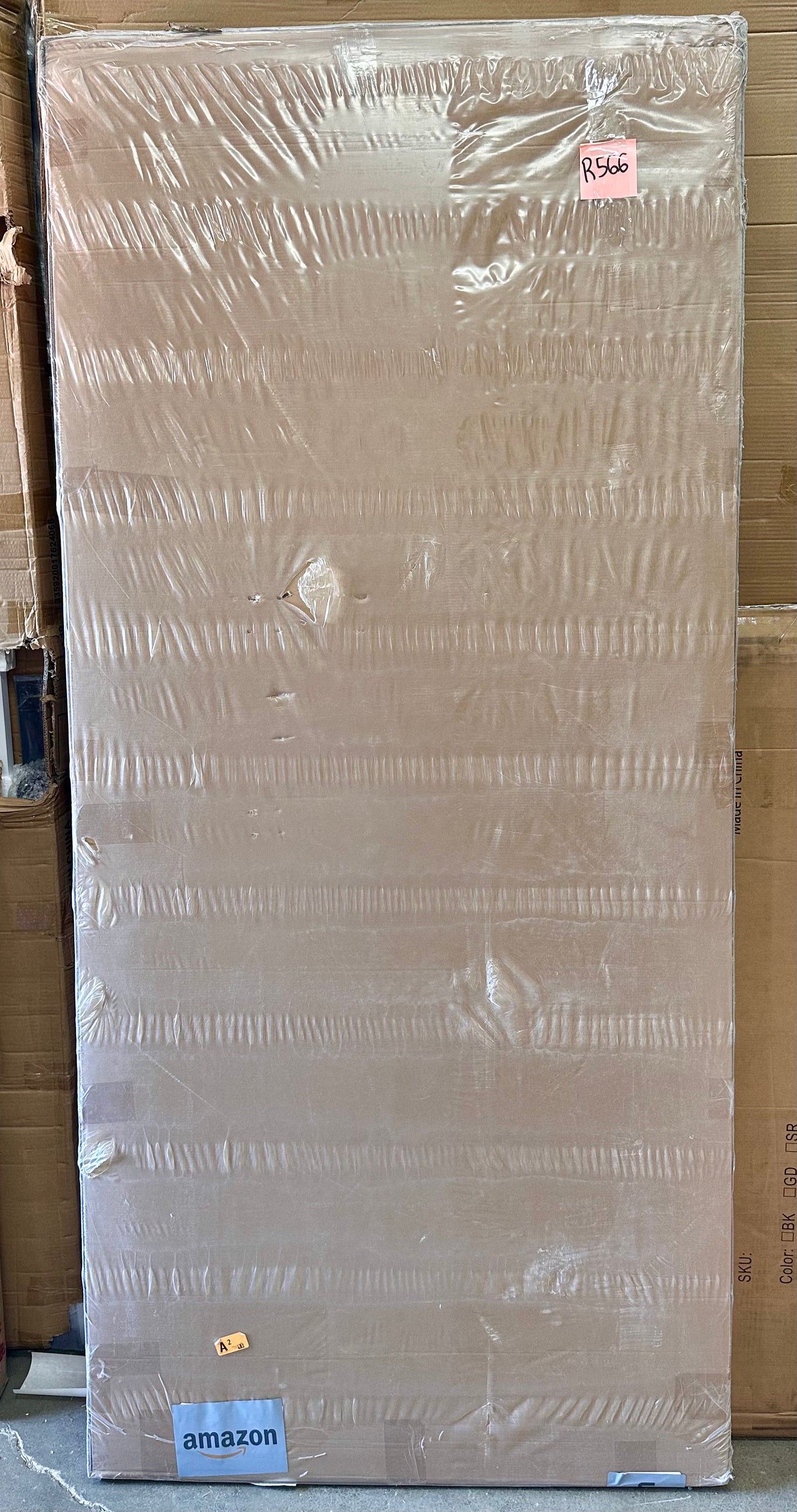 New - EaseLife 64x80 in (Double 32”) Bypass Sliding Doors, 3-Lite Frosted Glass Panels, with Hardware Track Kit & Floor Guide, Preassembled. Door Panel, MDF White Barn Doors (R566)