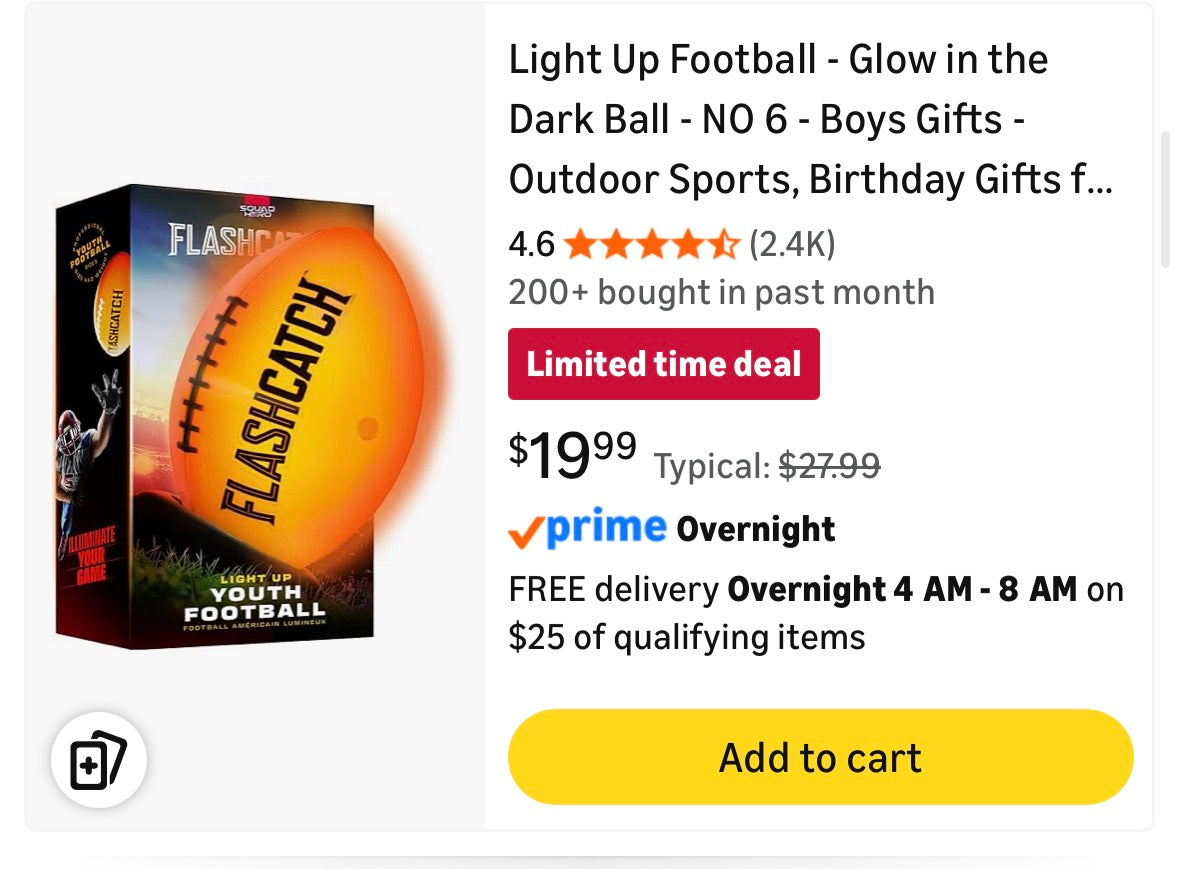 Tangle NightBall Glow in the Dark Light Up LED Football, Green with Blue