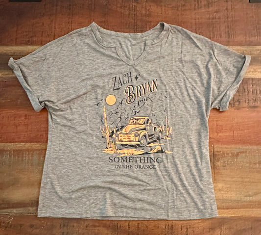 Country Music Retro Concert Tee, Zach Bryan Something in The Orange, Vintage T-Shirt (Size XL)