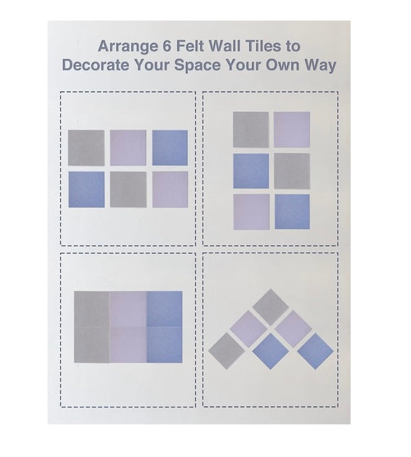 Felt Bulletin Board Tiles, 6 Pack Decorative Pin Board for Wall 11.8 x 11.8 Inches Cork Board Alternative, Easy Setup with 30 Push Pins & 36 Adhesive Tabs, Modern Stylish Memo, Photo Board