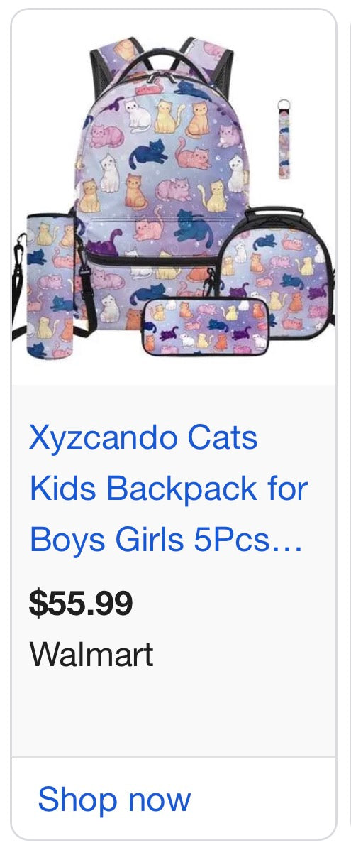 Purple Cat Backpack With Lunch Box Pencil Bag 3Set for Men Women-A