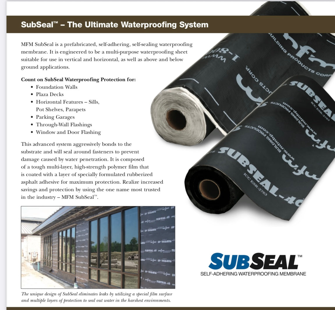 MFM SubSeal40 Waterproof House Wrap - 40 mil (36in c 75ft)(G840)