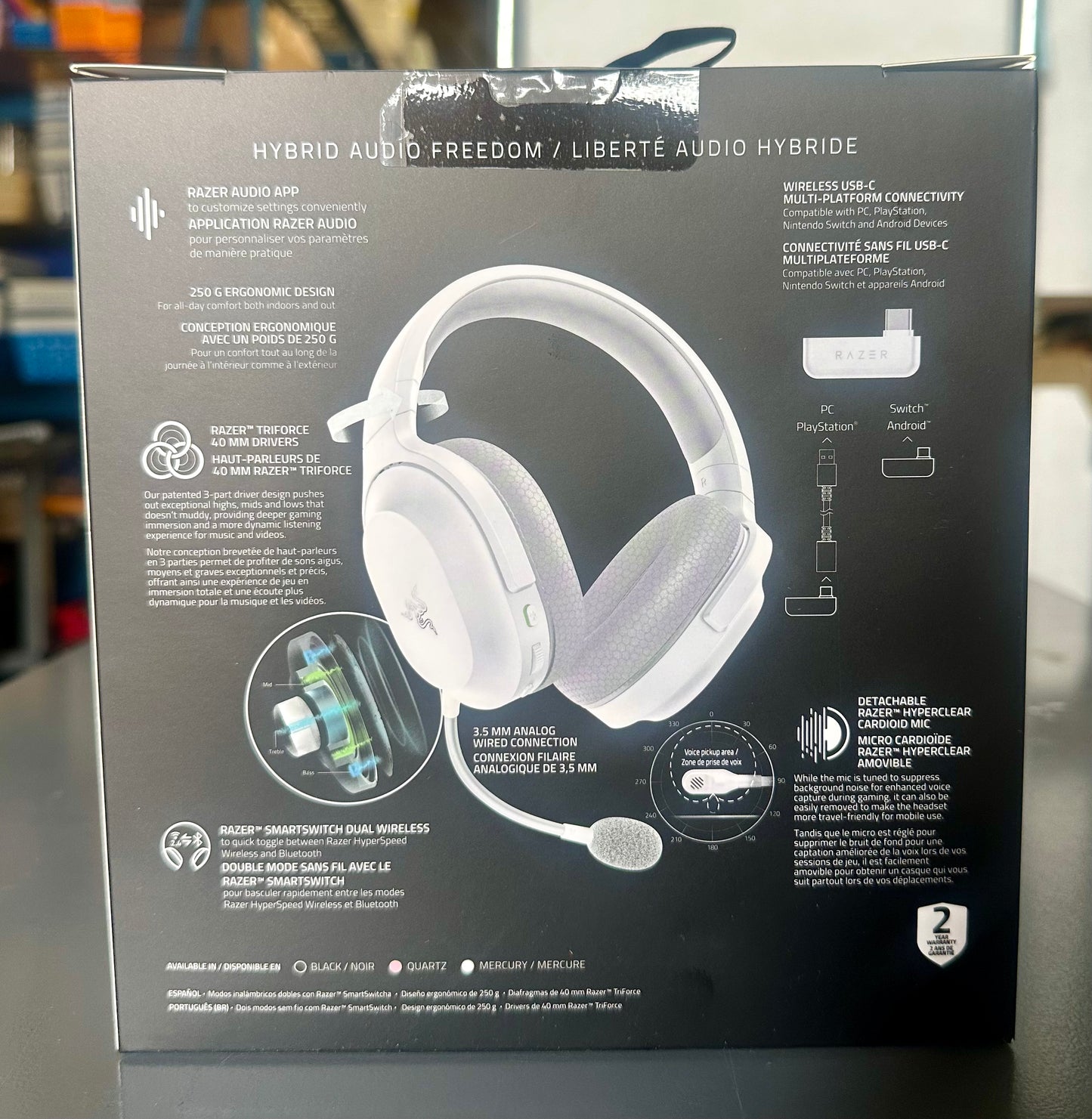 Razer Barracuda X Wireless Gaming & Mobile Headset (PC, PlayStation, Switch 2, Android, iOS): 2.4GHz Wireless + Bluetooth - Lightweight - 40mm Drivers - Detachable Mic - 50 Hr Battery - Mercury White