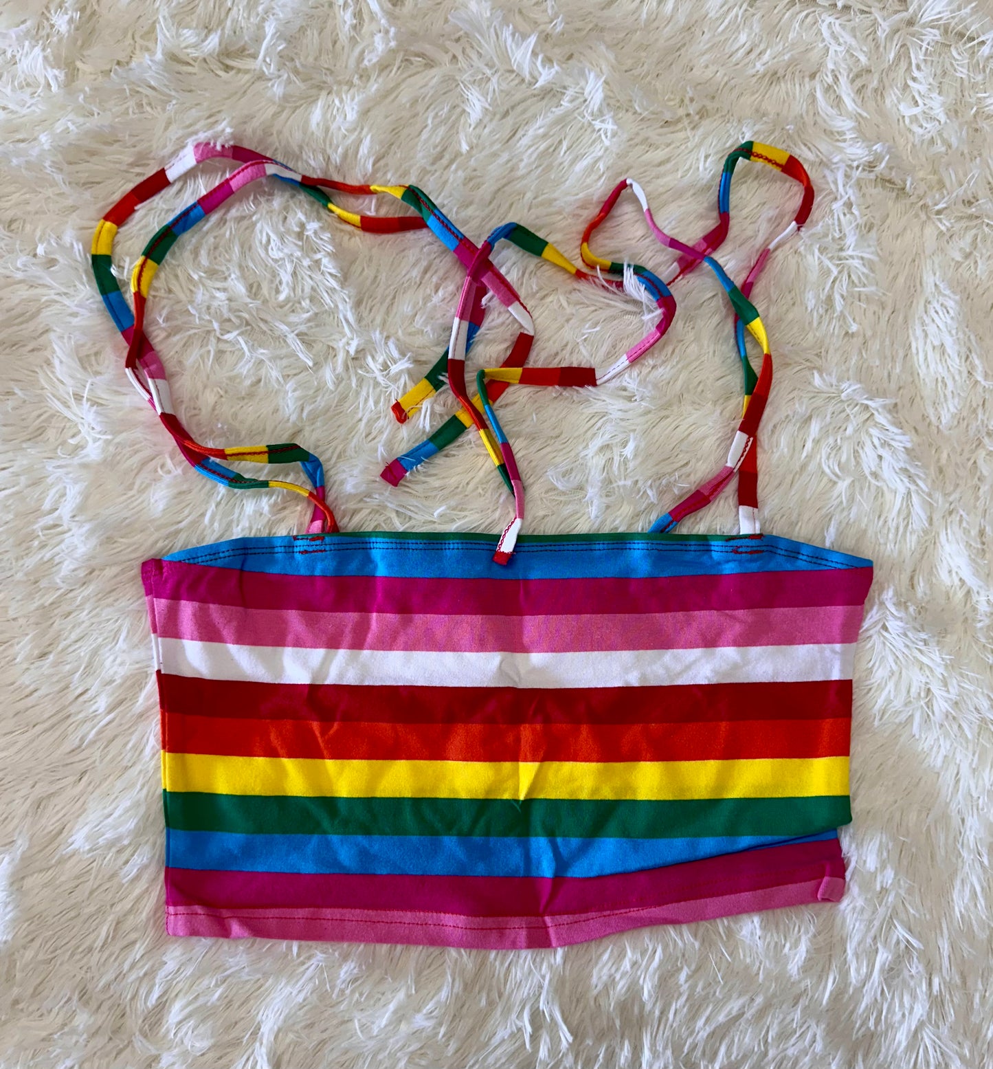 Haoohu Women's Colorful Stripe T-Rainbow Blouse (Size Small)