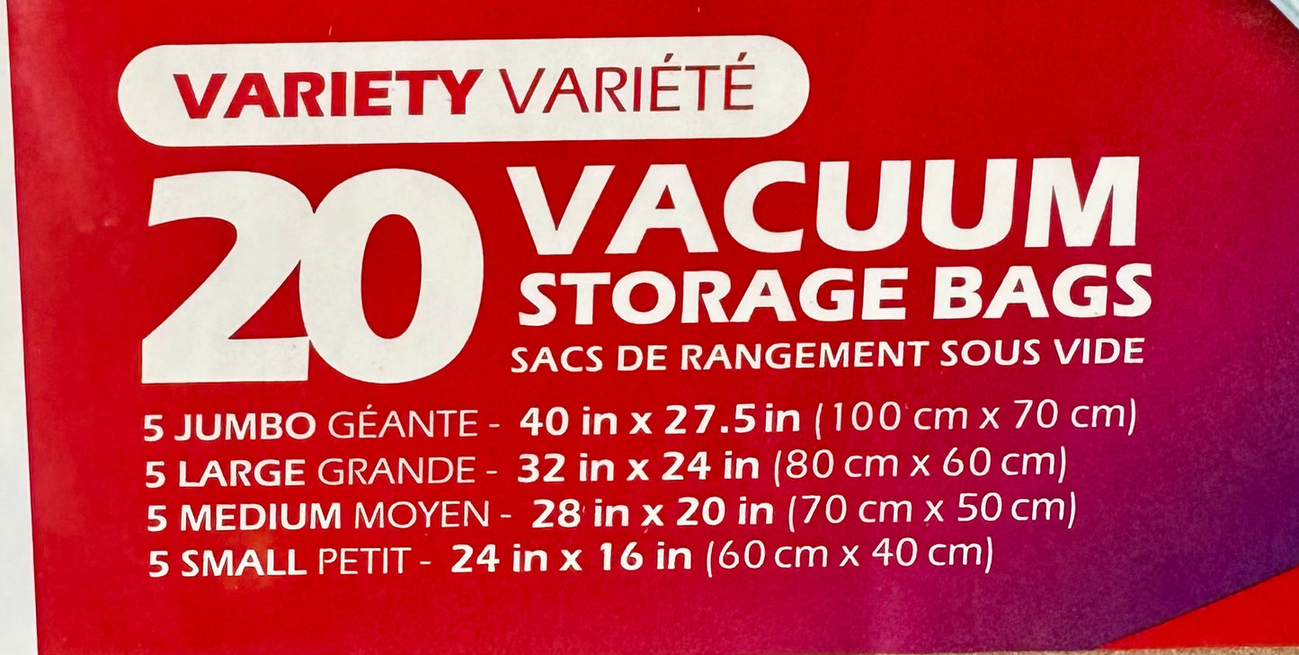 Spacesaver Vacuum Storage Bags - 80% More Storage! Hand-Pump & Turbo-Valve, Double-Zip Seal (20 Pack)
