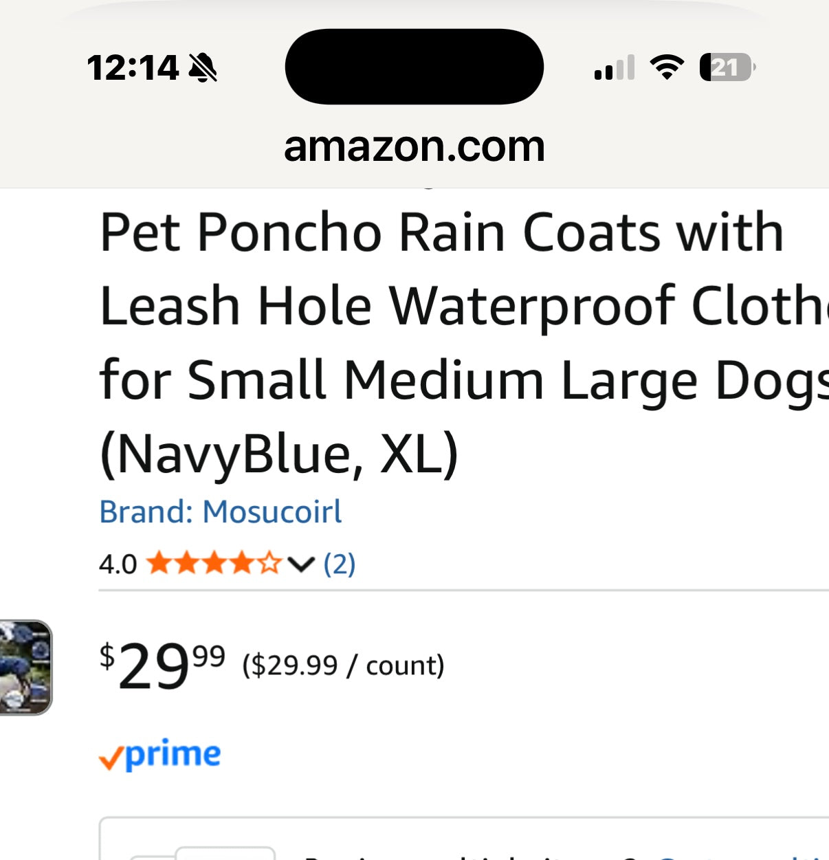 Mosucoirl Dog Raincoat Jacket Reflective Adjustable Hooded Pet Poncho Rain Coats with Leash Hole Waterproof Clothes for Small Medium Large Dogs (NavyBlue, XL)