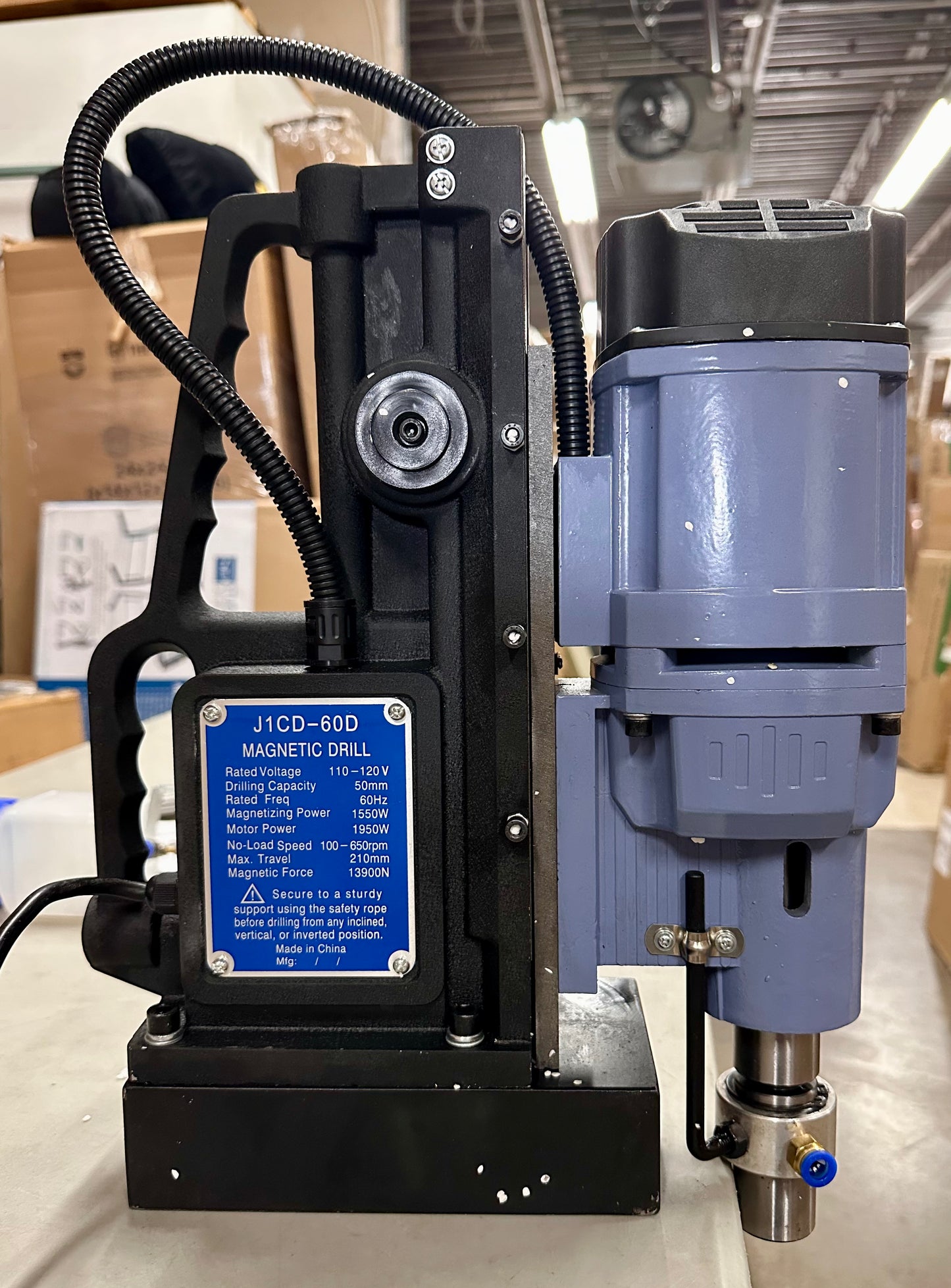 ZELCAN 1550W Mag Drill Press with 2" Dia. 3125 lbf/13900N Mag Force, 650 rpm Power Magnetic Drill with Stepless Speed & Reversible Direction for Metal Surface (G845)
