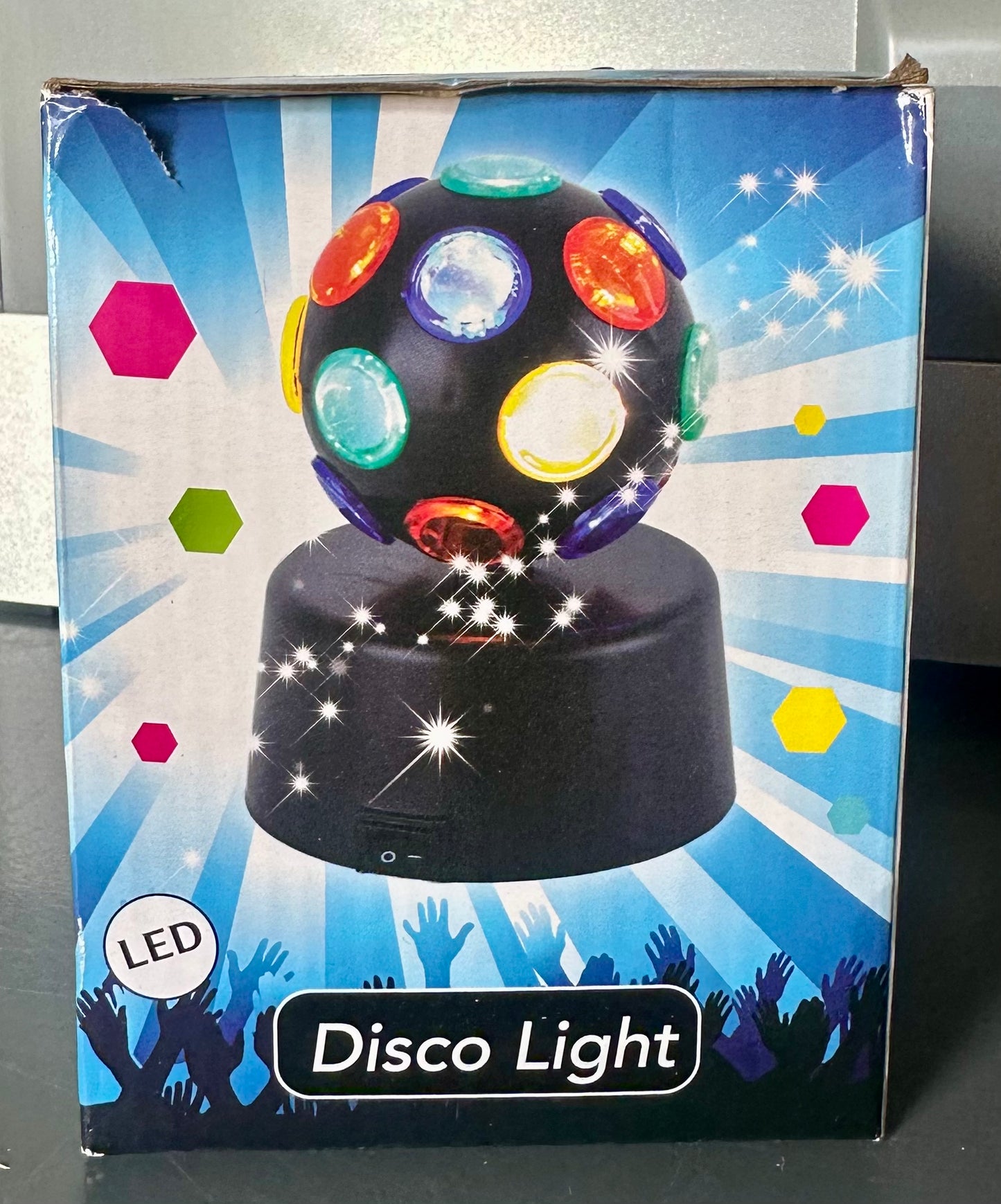 Battery Operated LED Strobe Light with Rotating Glass Mirror Disco Ball, Portable Ambient Lamp for Open-Air Performance Use Mirror Surface
