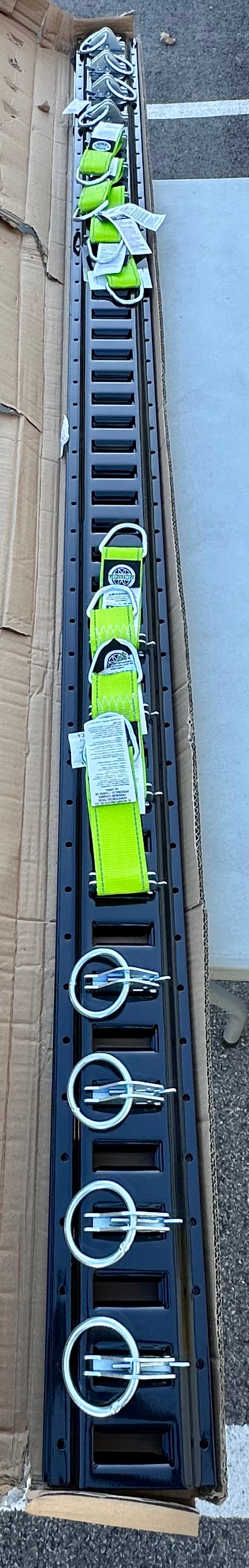 8' E Track Rail Tie-Down Kit - Heavy Duty 4 Pack Etrack Rail System with 16PCS E Track Accessories Including 8 O Ring & 8 Rope Tie Offs, 6,000lbs Break Strength (G898)