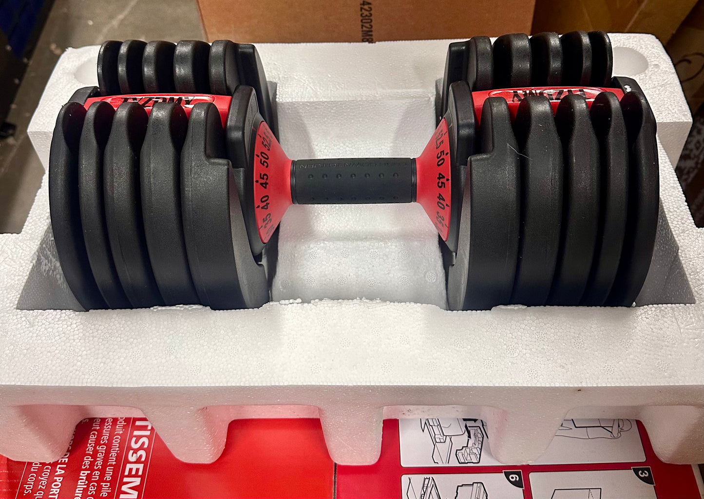 Adjustable Dumbbell, Single Free Weight, Adjustable 52.5 lbs, 15 in 1, Gym Equipment for Home Strength Training (W530)