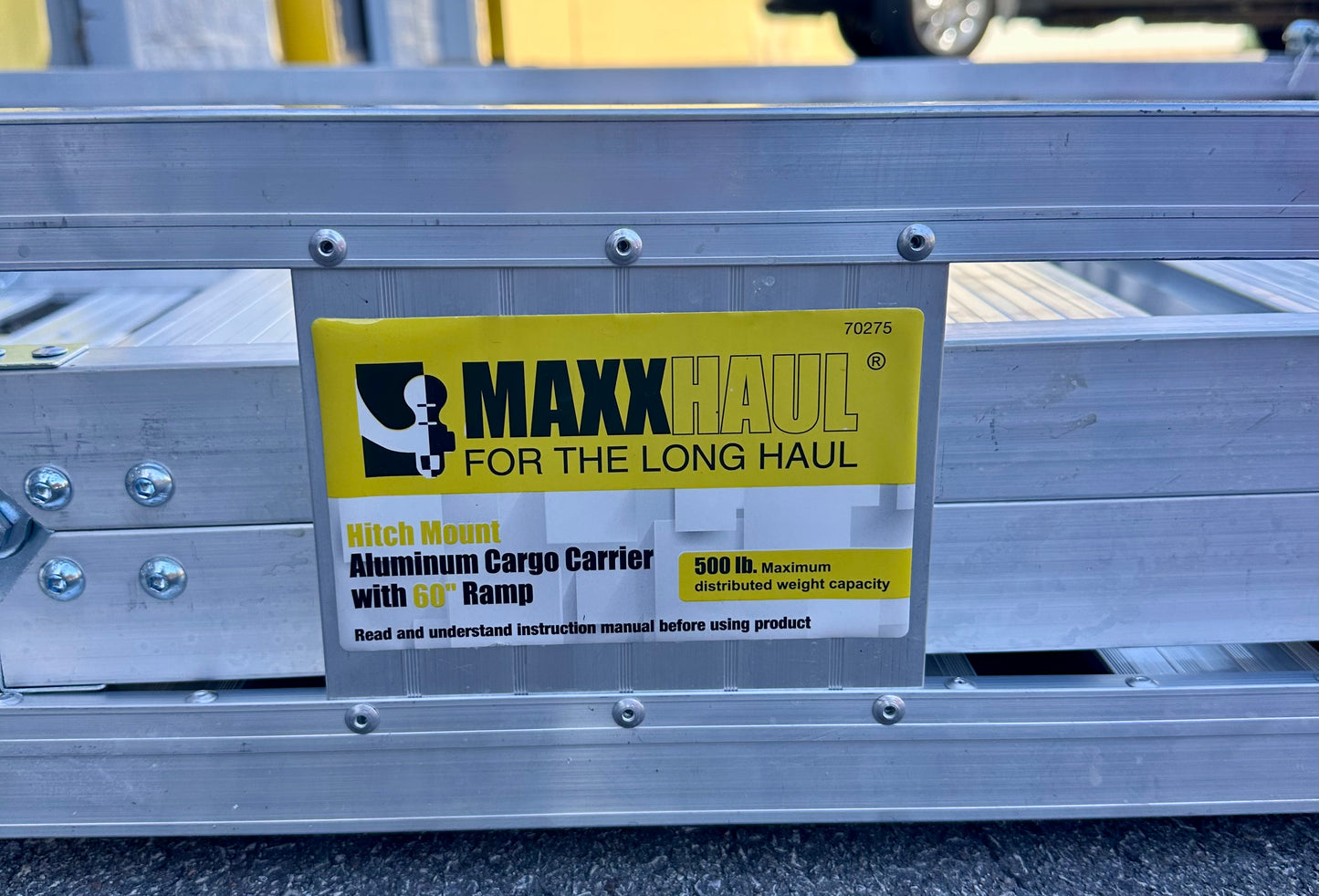 MaxxHaul 70275 Aluminum Hitch Mount Wheelchair/Mobility Carrier - 53.5" × 29.75" Cargo Basket with Folding 60" Ramp - Fits 2" Class III/IV Receiver - 500 Ib Capacity for Trucks, SUVs, Vans, and RVs (G973)