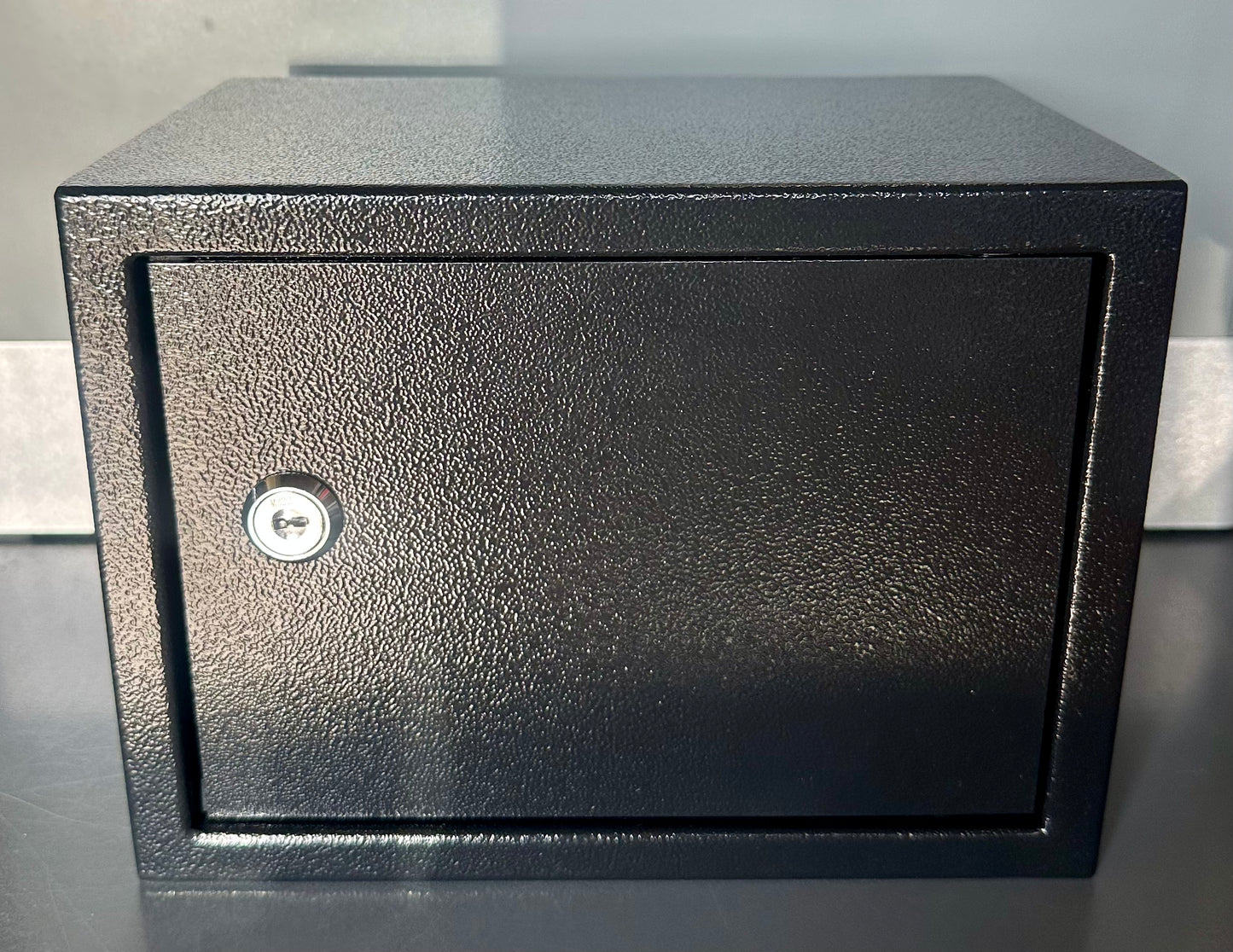 Safe Box with Key Lock, Steel Security Lock Box, 0.23 Cubic Feet, 9.06" W x 6.69" D x 6.69" H, Small Hidden Safe for Cash Jewelry