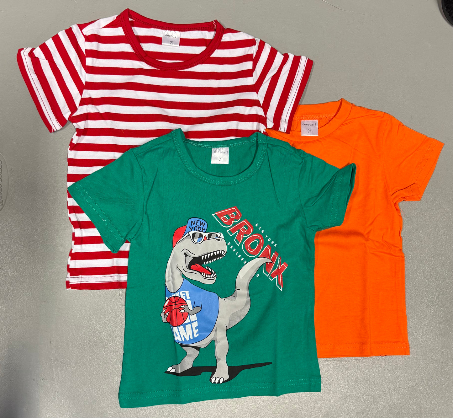 deesdail Boys Dinosaur t-Shirt Cartoon Round Neck Short Sleeve Shirt 3 Pieces Toddler Tops