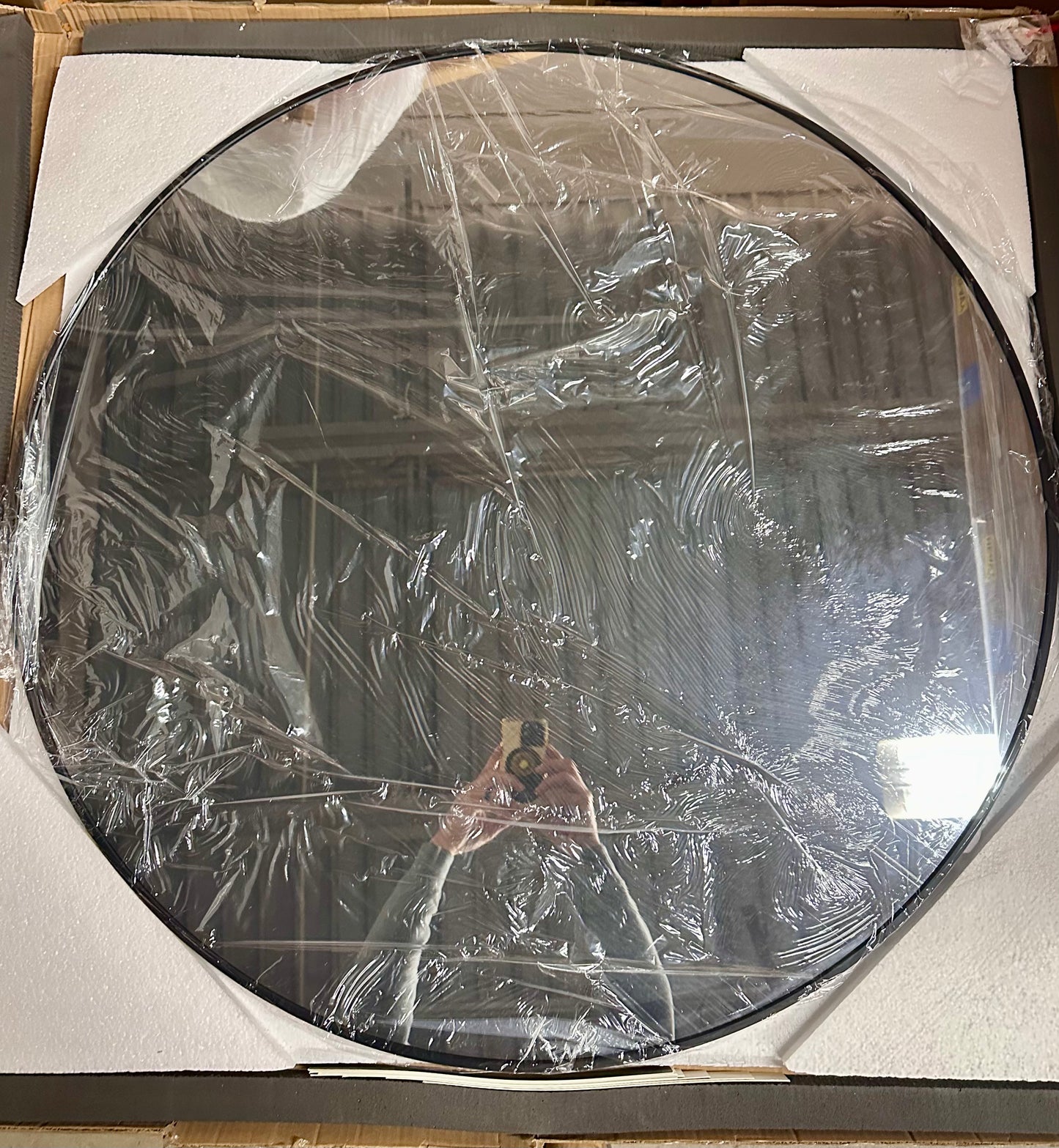 HARRITPURE Round Mirror 36” Black Wall Mounted Circular Vanity Mirror with Brushed Aluminum Alloy Frame, Modern Decor for Bathroom, Living Room, Vanity, Bedroom, Entryway (M425)