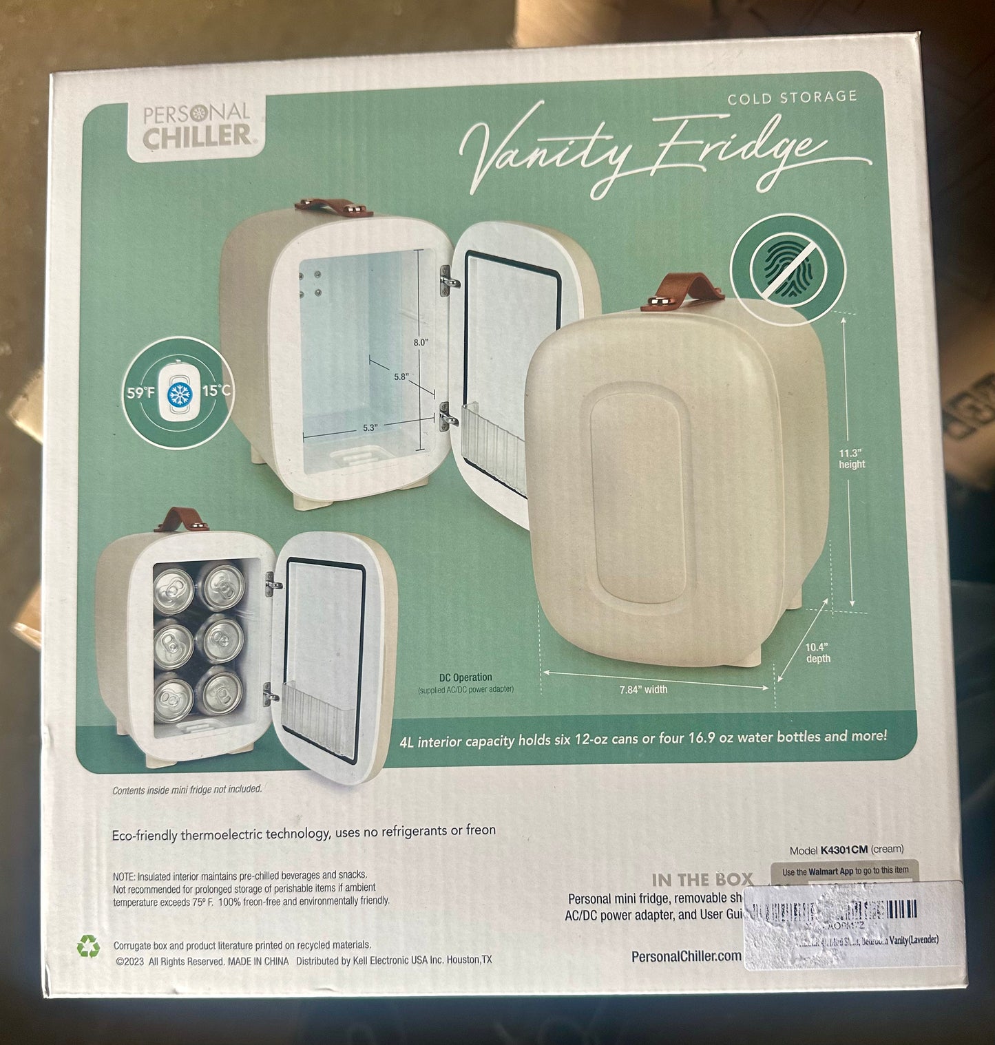 Mini Fridge for Bedroom, 4 Liter/6 Can Skincare Fridge With LED Mirror & Leather Carrying Handle, 12v AC/DC Cooler & Warmer Portable Small Refrigerator for Drinks, Makeup, Dorm, Office and Car(Lavender)