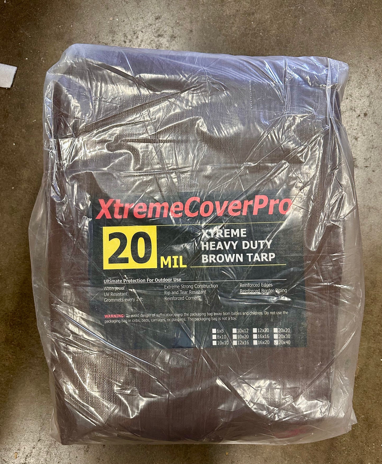 20'x 40' Brown Super Ultra Heavy-Duty Tarp - 20 Mil Waterproof & UV-Resistant 20x40 - Large Outdoor Tarp, Waterproof Cover for Rain Camping, Tent, UV Protection, Reinforced Corners (G900)