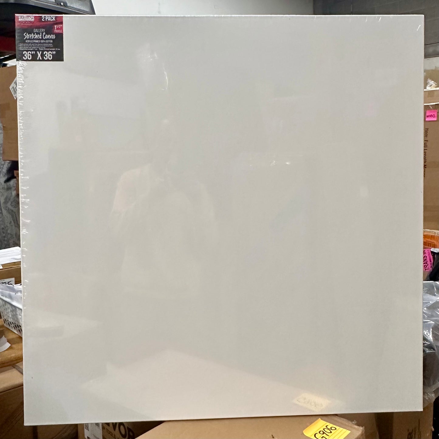 U.S. Art Supply 36 x 36 inch Stretched Canvas, 12-Ounce Triple Primed, 3-Pack - Professional Artist Quality White, 3/4" Profile, 100% Cotton, Heavy-Weight Gesso - Acrylic Pouring, Oil Painting (R743)