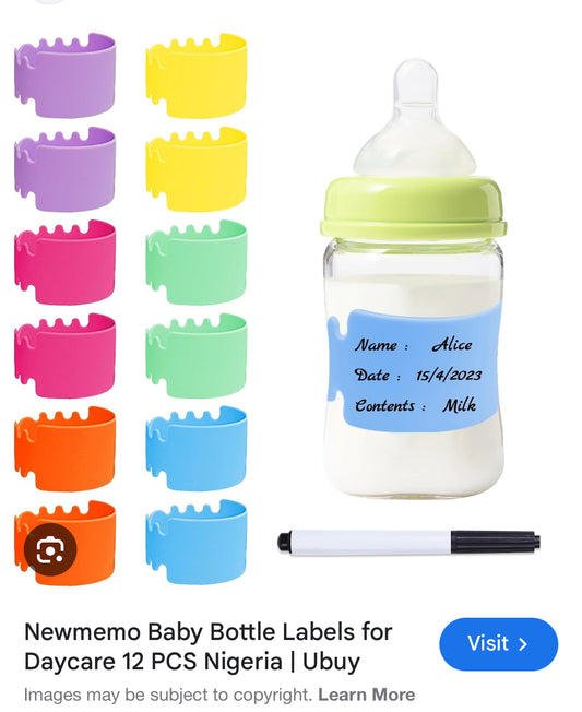 Newmemo Baby Bottle Labels for Daycare 12 PCS Reusable Waterproof Silicone Daycare Water Bottle Labels Original Write and Reuse Baby Bottle Labels Tags Essentials