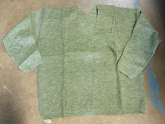 SIJIFANG Women's Long-Sleeve V-Neck Sweater, Loose, Sexy, V-Back Knitted Ribbed Pullover (Size Small)