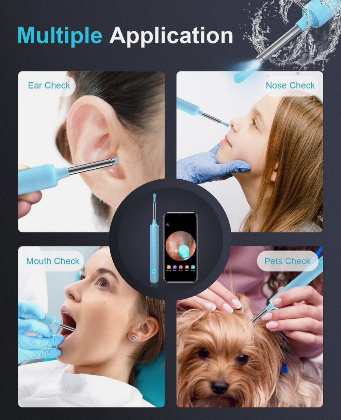 DJROLL Ear Wax Removal, Earwax Remover Tool, Ear Camera, Ear Scope with Ear Wax Cleaner Tool Compatible with iPhone, iPad, Android Smart Phones (Blue)