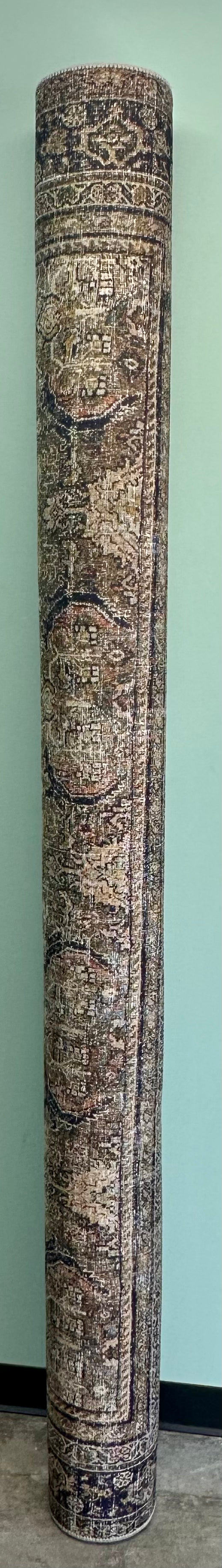 Loloi Layla Collection LAY-03 Olive/Charcoal 7'-6" x 9'-6" .13" Thick Area Rug, Soft, Durable, Vintage Inspired, Distressed, Low Pile, Non-Shedding, Easy Clean, Printed, Living Room Rug (L1106)