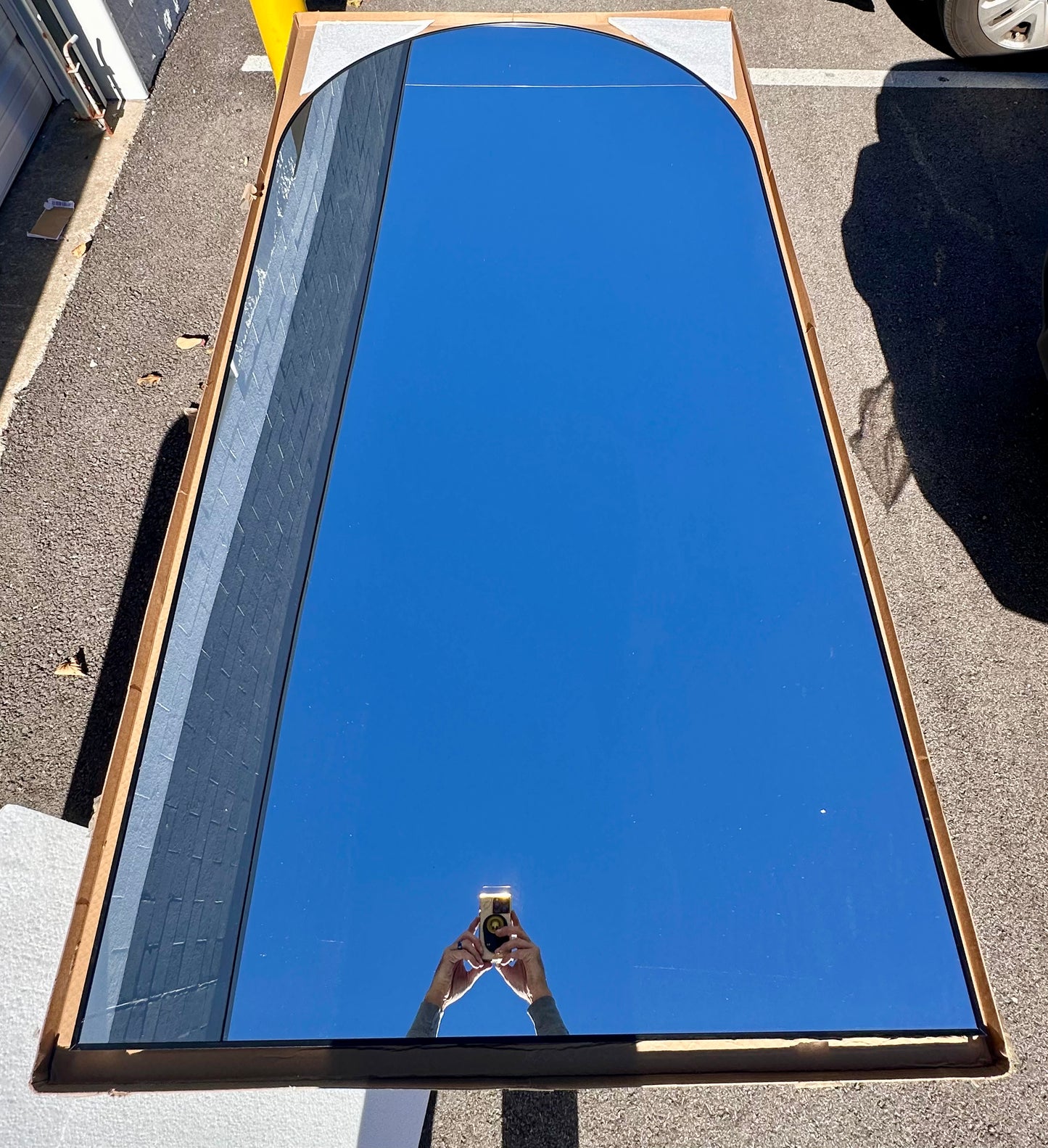 Oversized Full-Body Mirror, 77" x 38" Arched Full-Length Mirror, Black Metal Frame, Floor Mirror for Bedroom, Living/Dressing Room, Gym - Stand/Wall Mounted/Leaning M446)