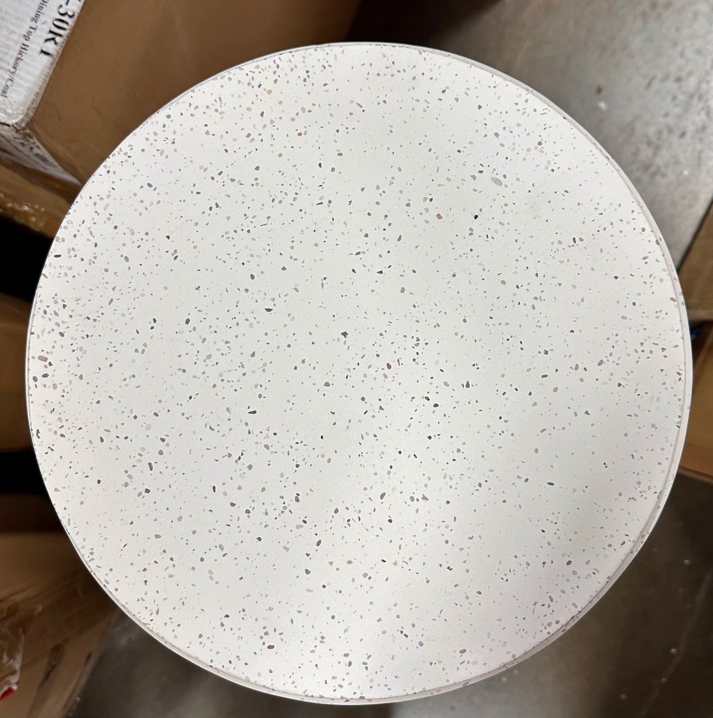 COSIEST Outdoor Side Table, Cylinder Shaped MgO Patio End Table, Lightweight Accent Table for Home, Garden, Deck, Spotted White (L1094)