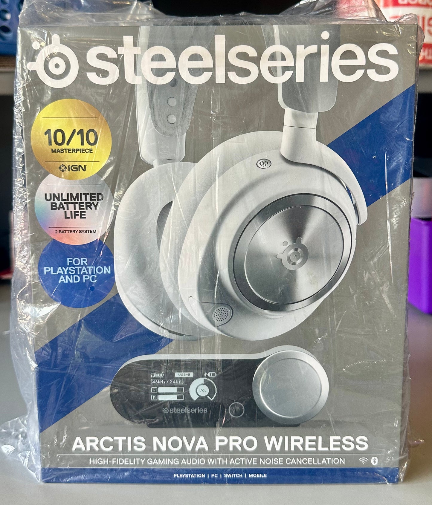 SteelSeries Arctis Nova Pro Wireless Multi-System Gaming Headset - Neodymium Magnetic Drivers - Active Noise Cancellation - Infinity Power System - Gen 2 Mic - PS5, PS4, PC, Switch, Mobile - White