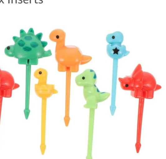2 packages 6pcs (12)Dinosaur Themed Fruit Picks Decorative Food Picks