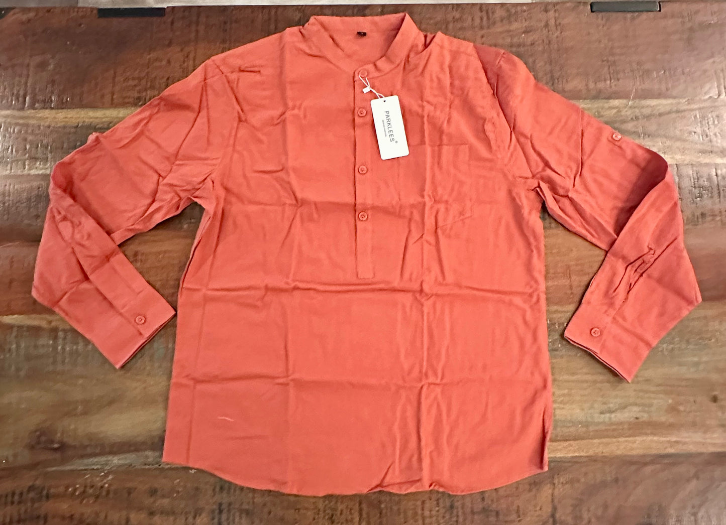 Men's Cotton Henley Shirt Summer LightweightLong Sleeve Casual Top (Size Large)