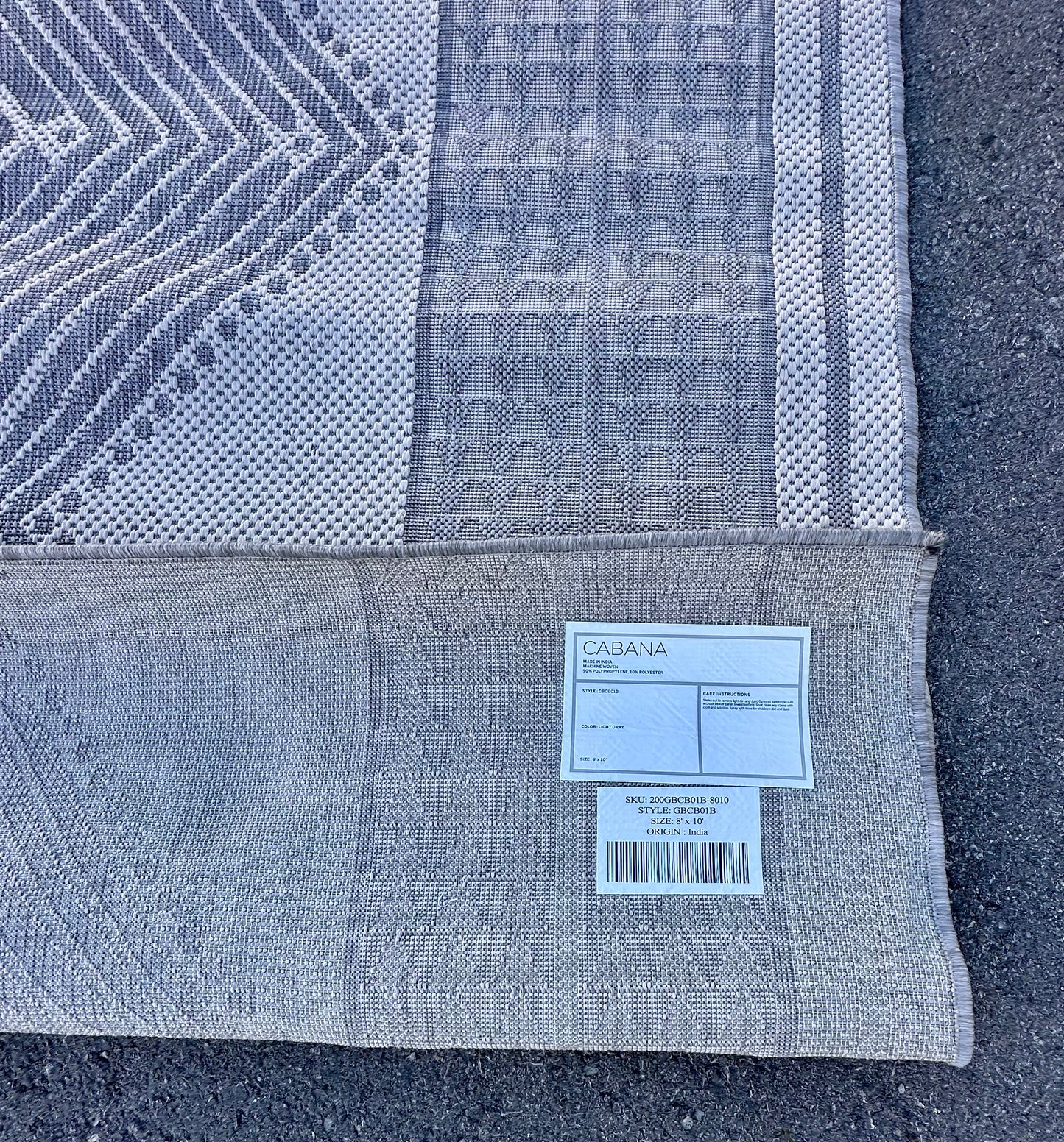 Tribal Indoor/Outdoor Area Rug, 8' x 10', Ranya Light Grey (L1048)