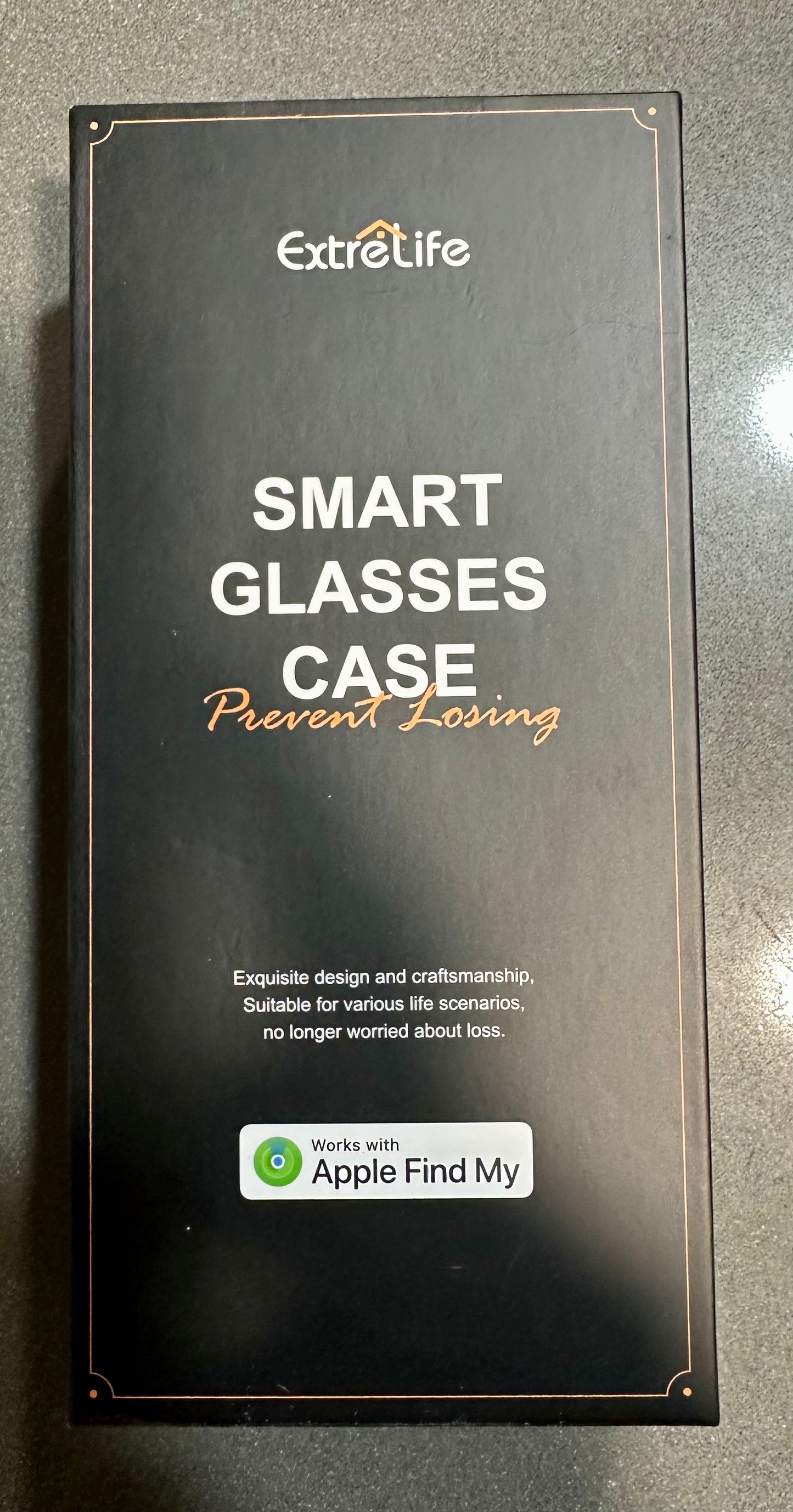 Smart Case for Glasses, Works with Apple Find My, Rechargeable Hard Shell Sunglasses Case for Women Men, Eyeglasses Case with GPS Tracker, PU Leather, Anti-Lost