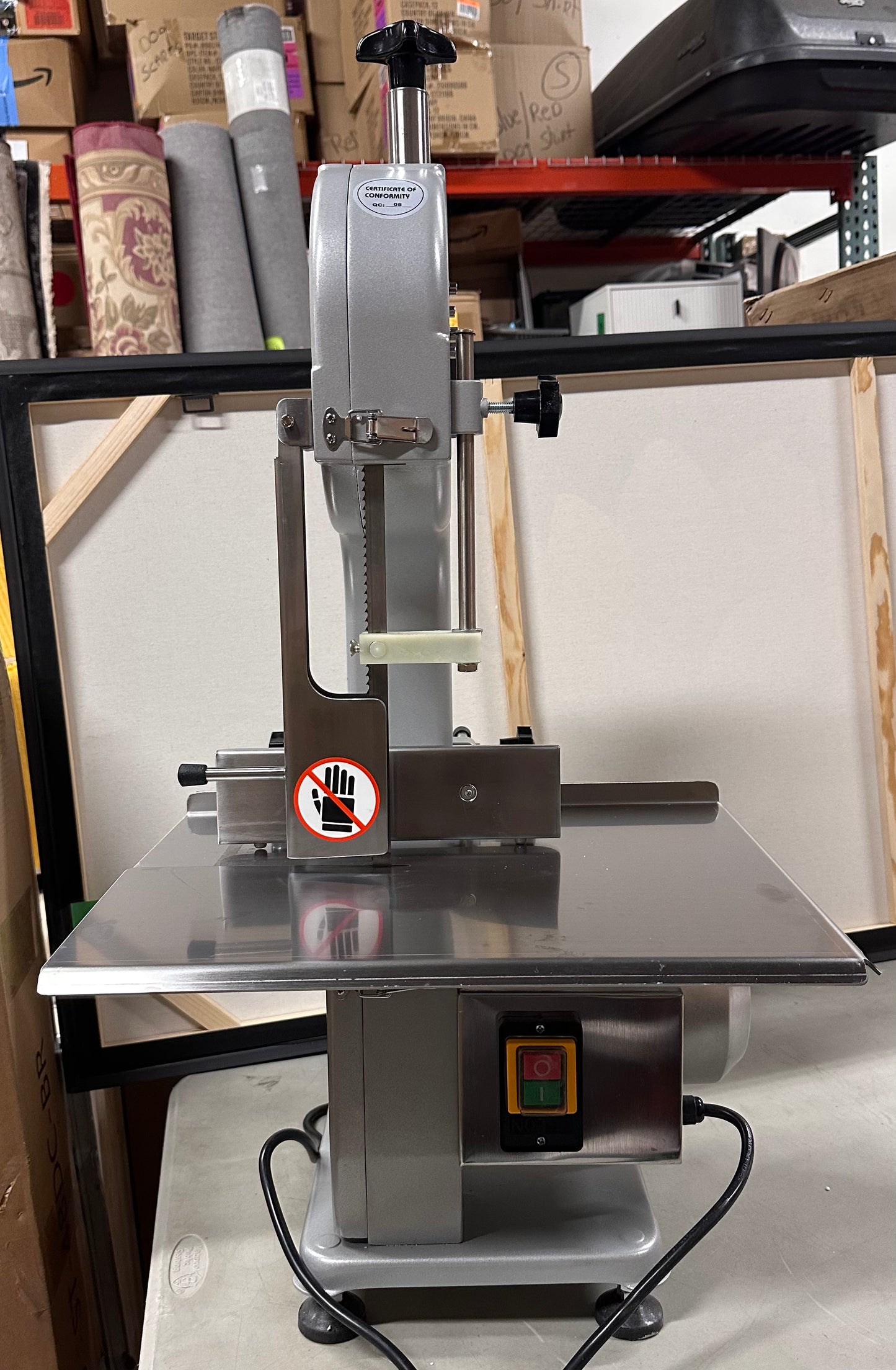 1500W Electric Bone Saw Machine, 0.8-5.9 Inch Cutting Thickness,2.6HP Frozen Meat Cutter 110V Commercial Bandsaw Machine, 20”x25” Table Saw for Chicken, Fish, Beef, Equipped with 6 Saw Blades (R678)