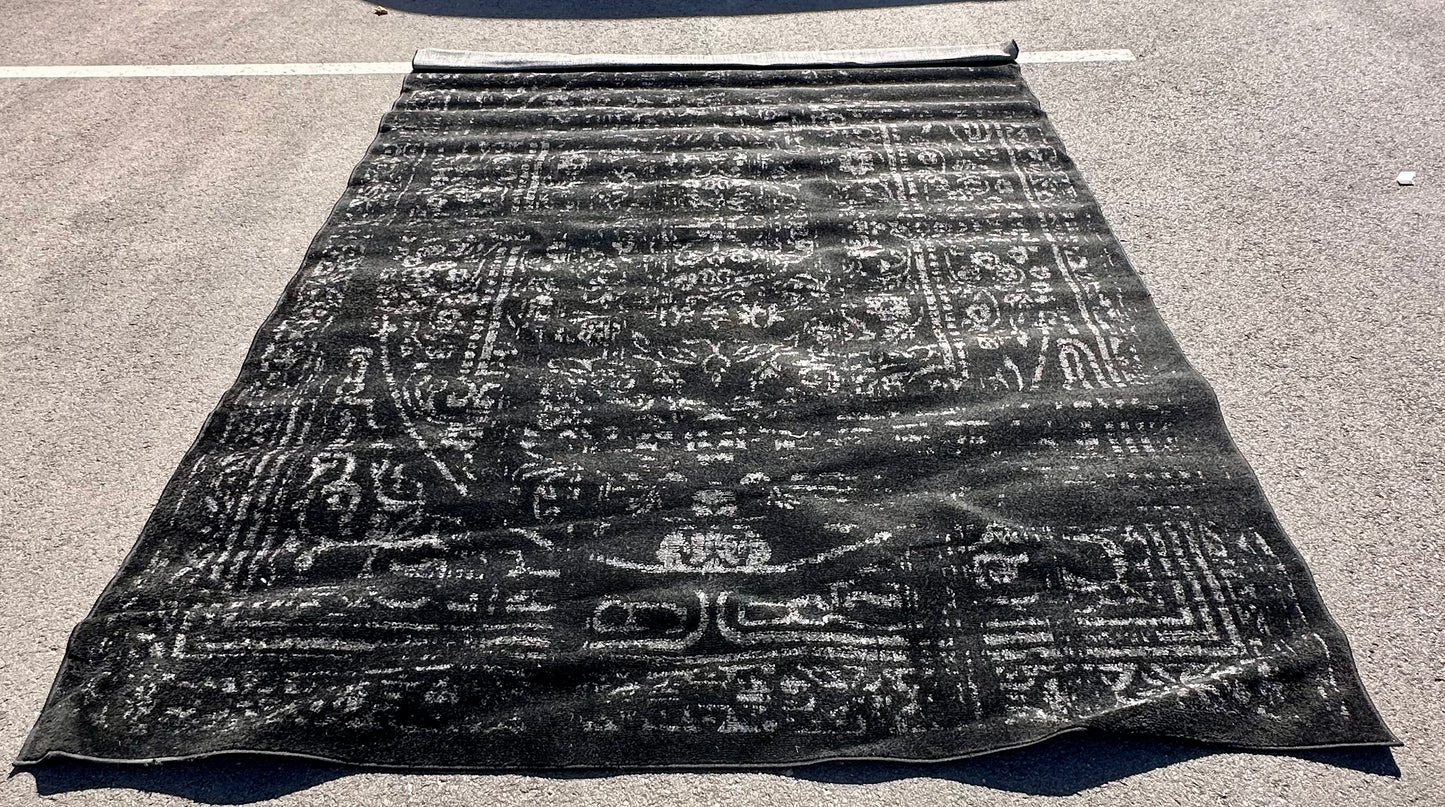 nuLOOM Arlena Vintage Traditional Area Rug - 7'6" x 9'6" Area Rug Modern/Contemporary Black/Grey Rugs for Living Room Bedroom Dining Room Kitchen (L1060)