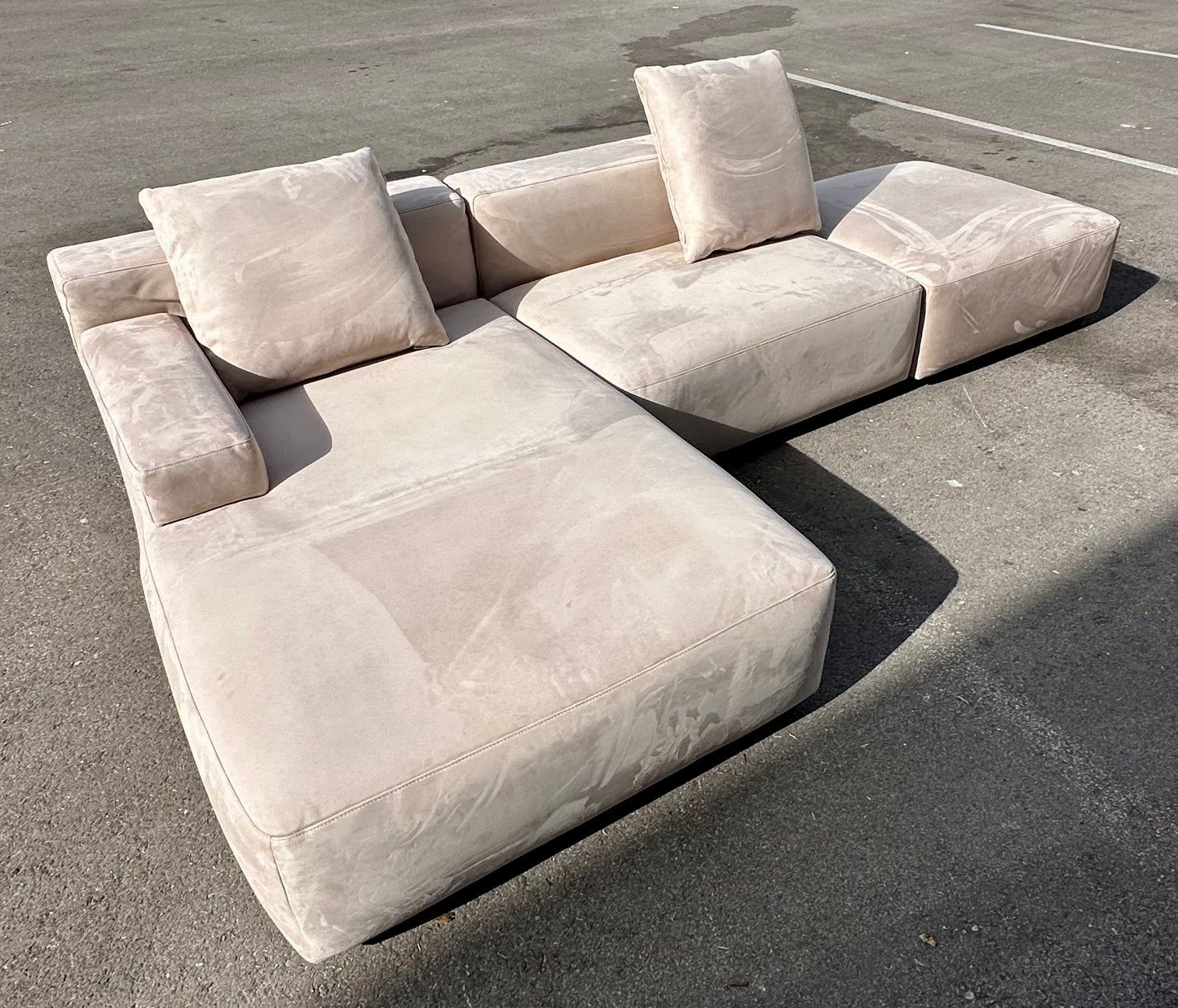 Acanva Luxury Modern Modular L-Shape Sectional Sofa Set, 3 Seat Upholstered Couch with Chaise Lounge for Living Room Bedroom Apartment,Light Cream (L1097)