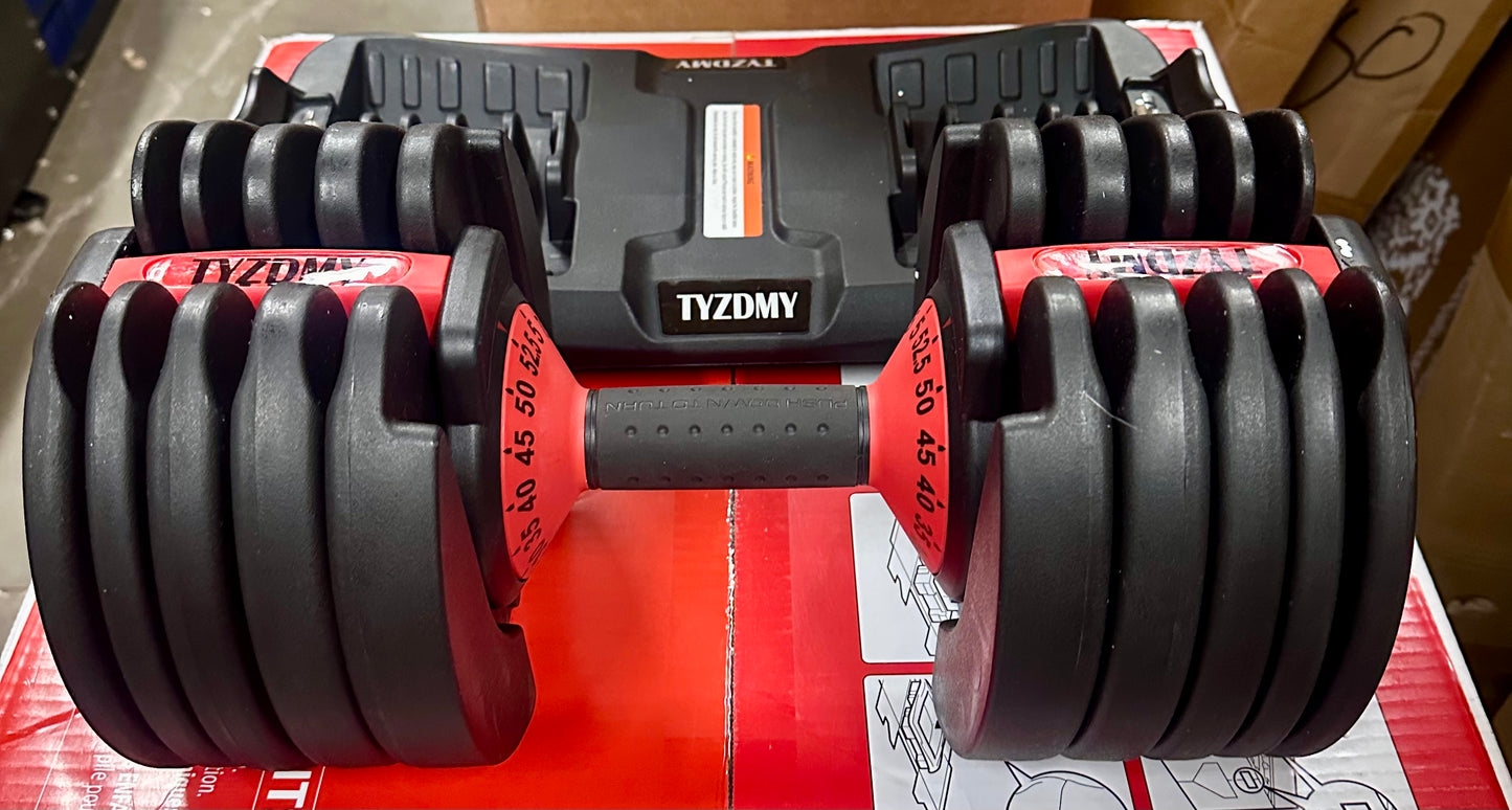 Adjustable Dumbbell, Single Free Weight, Adjustable 52.5 lbs, 15 in 1, Gym Equipment for Home Strength Training (W530)