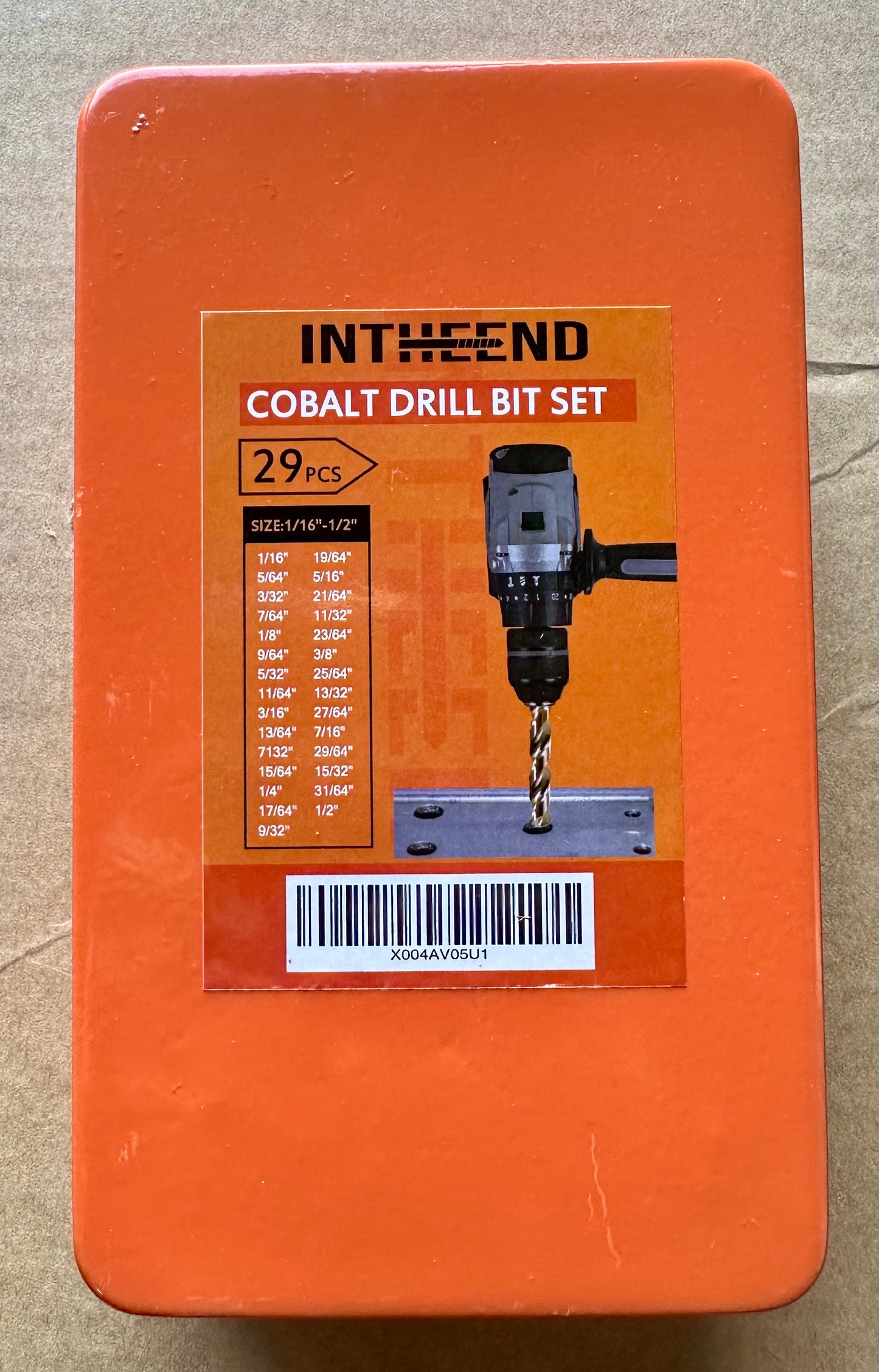 29Pcs Cobalt Drill Bit Set (1/16''-1/2''), M35 High Speed Steel, Twist Jobber Length for Hardened Metal, Stainless Steel, Cast Iron, Wood, and Plastics, with Metal Index Storage Box