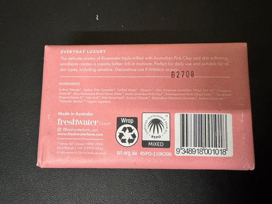 Freshwater Farm Australia Rosewater Pink Clay Body Bar, 7 OZ