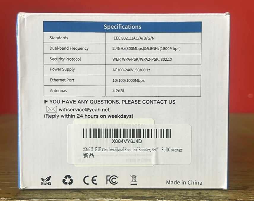 Dual-band wireless repeater model A26 with AC2100 technology, 2.4GHz frequency at 300Mbps, 5.8GHz frequency at 1800Mbps