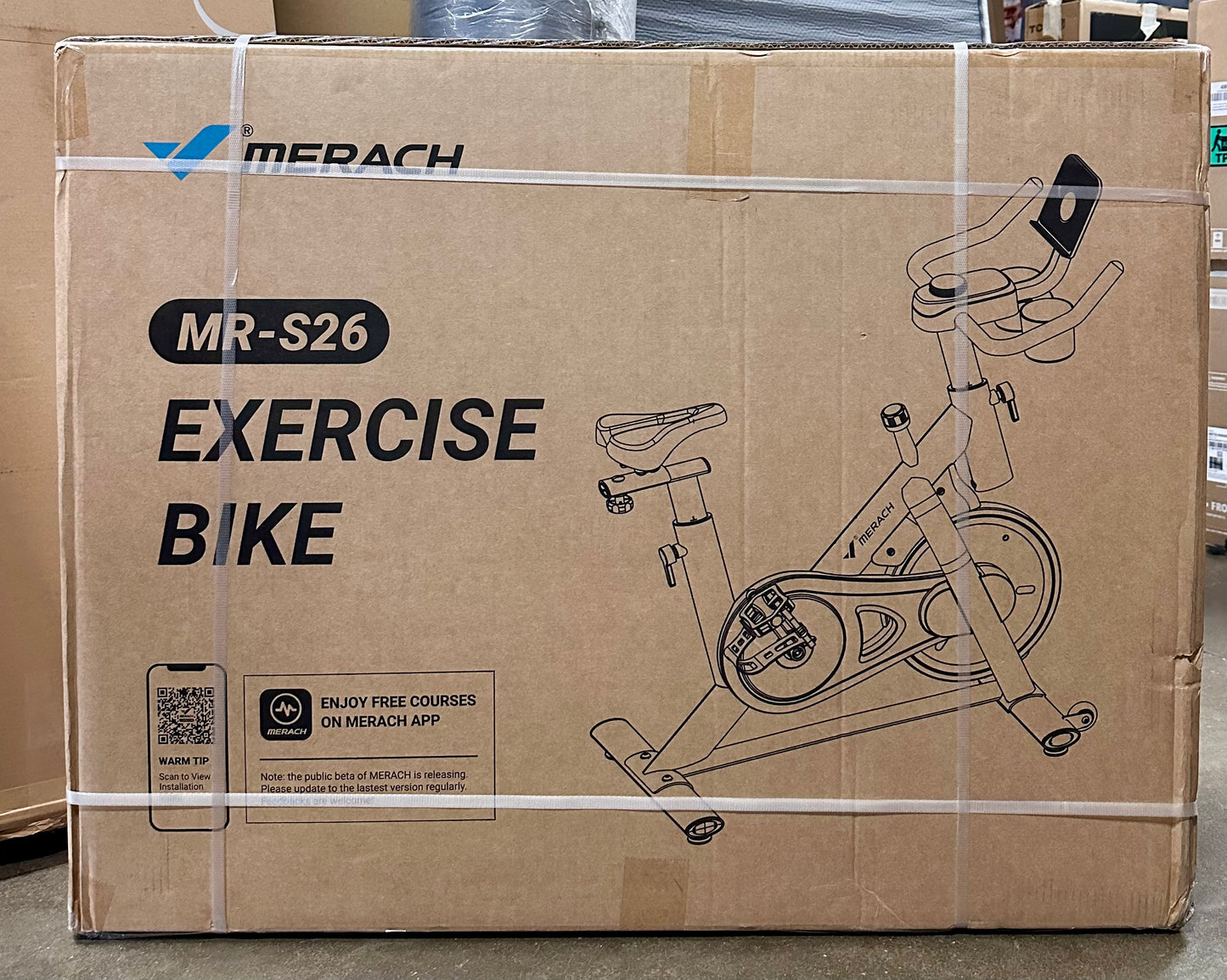 MERACH Exercise Bike, Brake Pad Stationary Bike with Exclusive App, Low Noise Indoor Cycling Bike with 300lbs Weight Capacity, Tablet Mount and Fitness Courses for Weight Loss (W516)