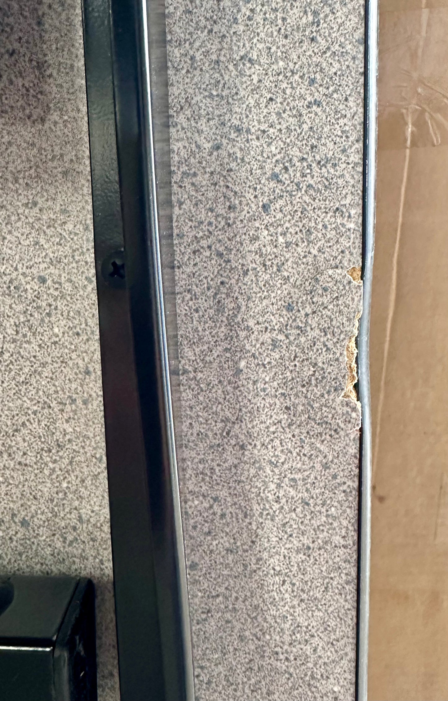 Correll 24"x72" Folding Seminar, Training or Classroom Table, Gray Granite Thermal Fused Laminate, Maximum Leg Room, Black Steel Frame, Made in The USA, Seats 3 (G887)