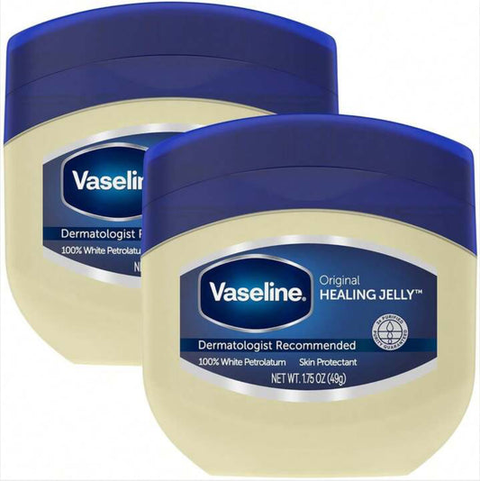 Vaseline Petroleum Jelly Travel-Size 2-Pack – Hypoallergenic Skin Protectant, Unscented Healing Ointment for Beauty & Personal Care, 1.75 Oz Ea