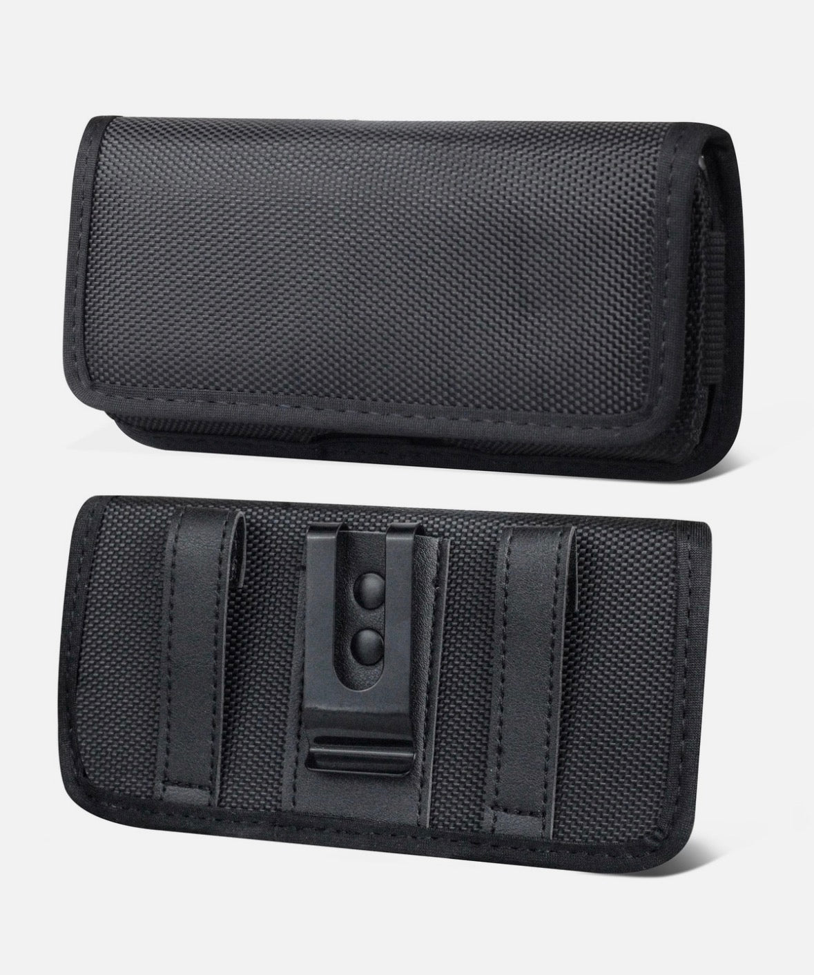 INGIDO Nylon Phone Pouch Holster Belt Case, Compatible with iPhone 15 Pro Max, 15 Plus, 14 Pro Max, 14 Plus, 13 Pro Max, Galaxy S24 Plus, Cell Phone Holster with Belt Clip, Black -L