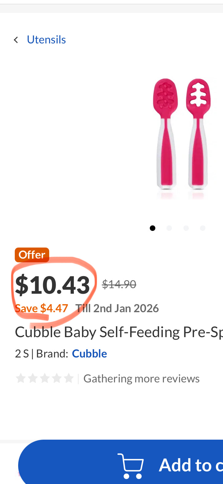 Cuddle Baby Self-Feeding Pre-Spoon Set Pink