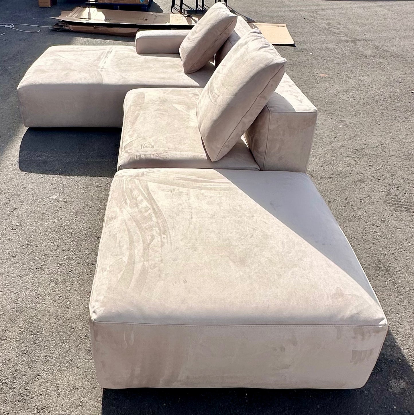 Acanva Luxury Modern Modular L-Shape Sectional Sofa Set, 3 Seat Upholstered Couch with Chaise Lounge for Living Room Bedroom Apartment,Light Cream (L1097)