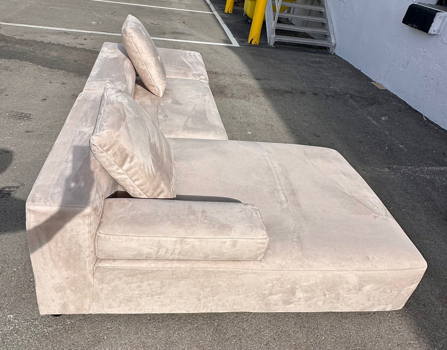 Acanva Luxury Modern Modular L-Shape Sectional Sofa Set, 3 Seat Upholstered Couch with Chaise Lounge for Living Room Bedroom Apartment,Light Cream (L1097)